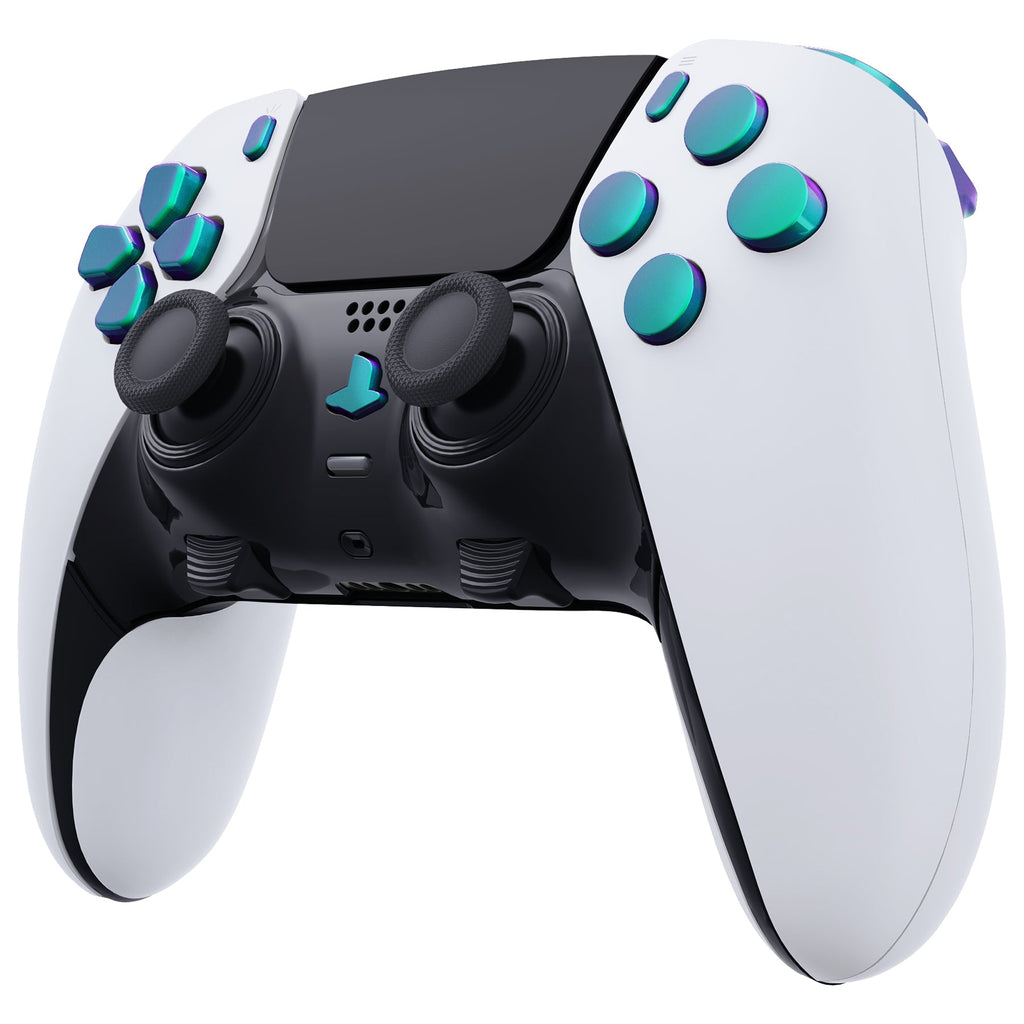 eXtremeRate Replacement Full Set Buttons Compatible with PS5 Edge Controller - Chameleon Green Purple eXtremeRate
