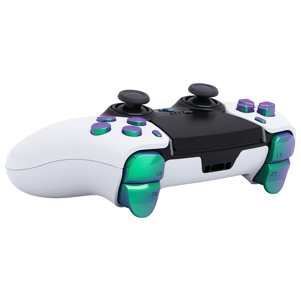 eXtremeRate Replacement Full Set Buttons Compatible with PS5 Edge Controller - Chameleon Green Purple eXtremeRate