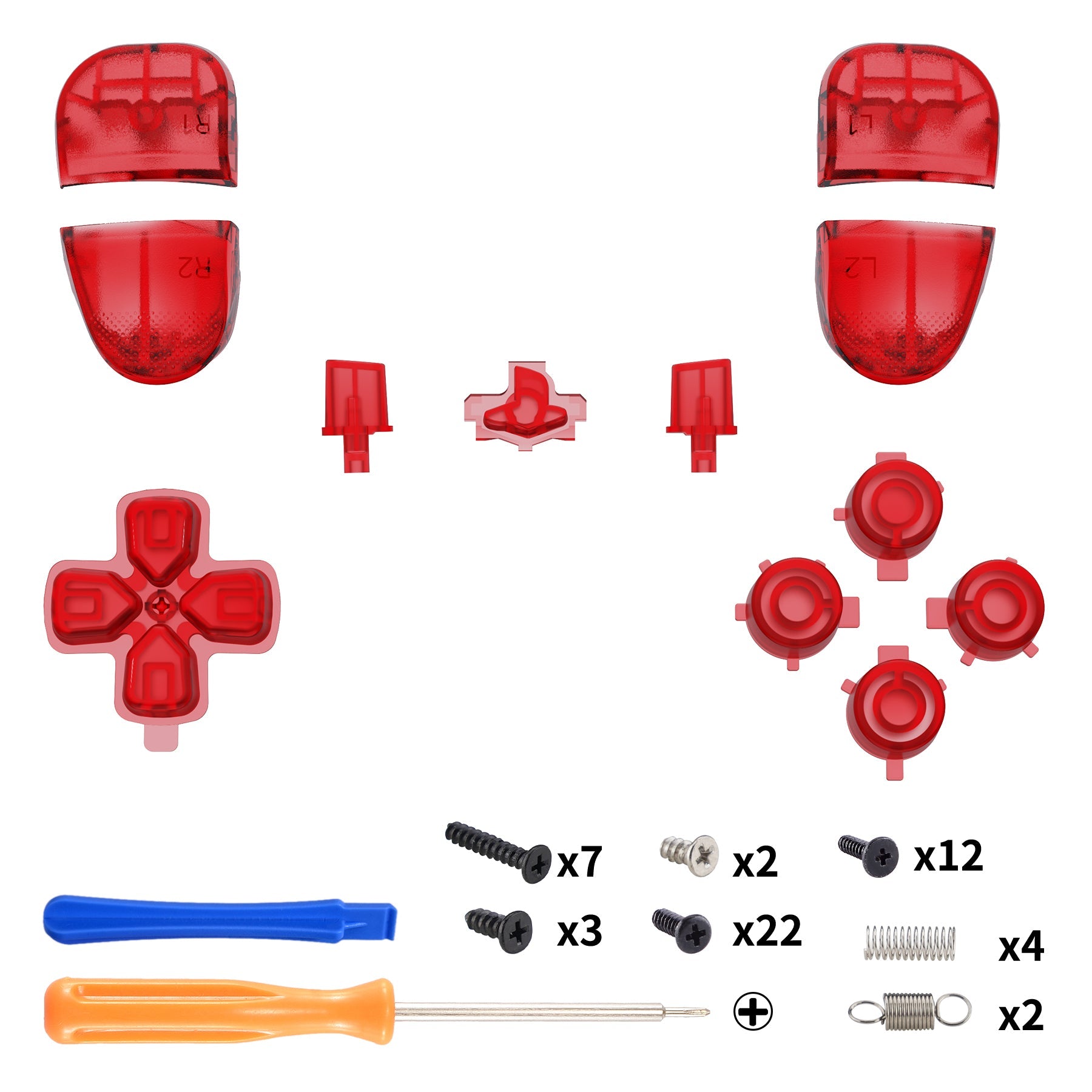 eXtremeRate Replacement Full Set Buttons Compatible with PS5 Edge Controller - Clear Red eXtremeRate