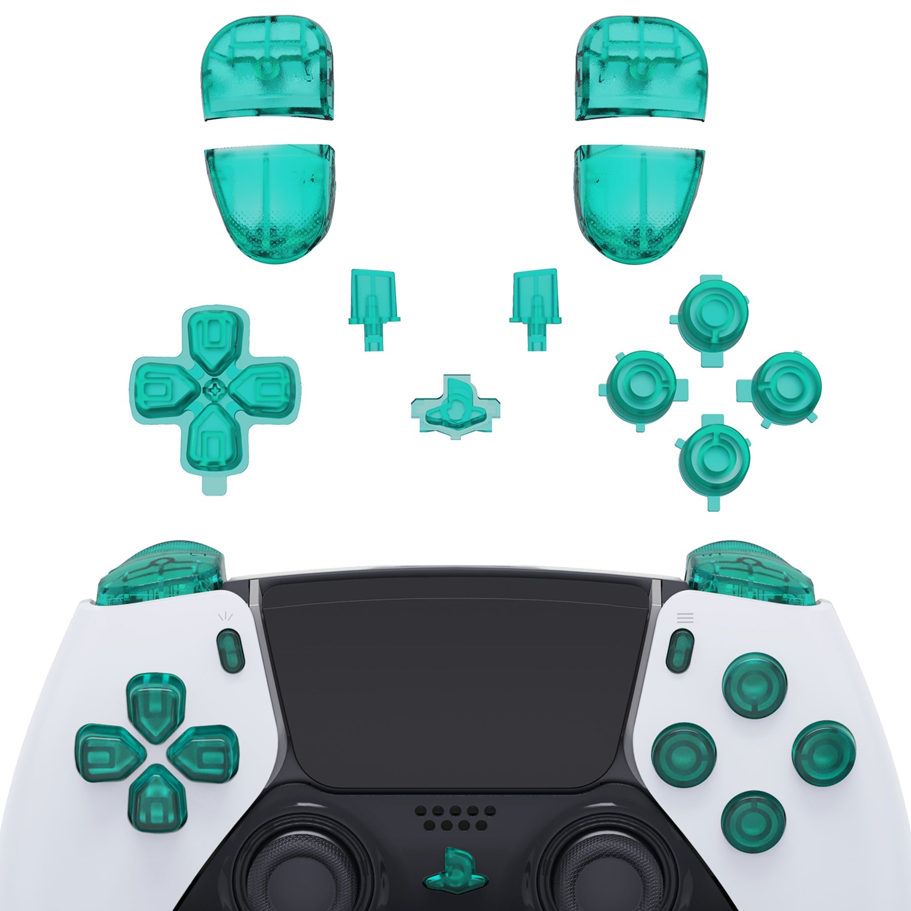 eXtremeRate Replacement Full Set Buttons Compatible with PS5 Edge Controller - Emerald Green eXtremeRate