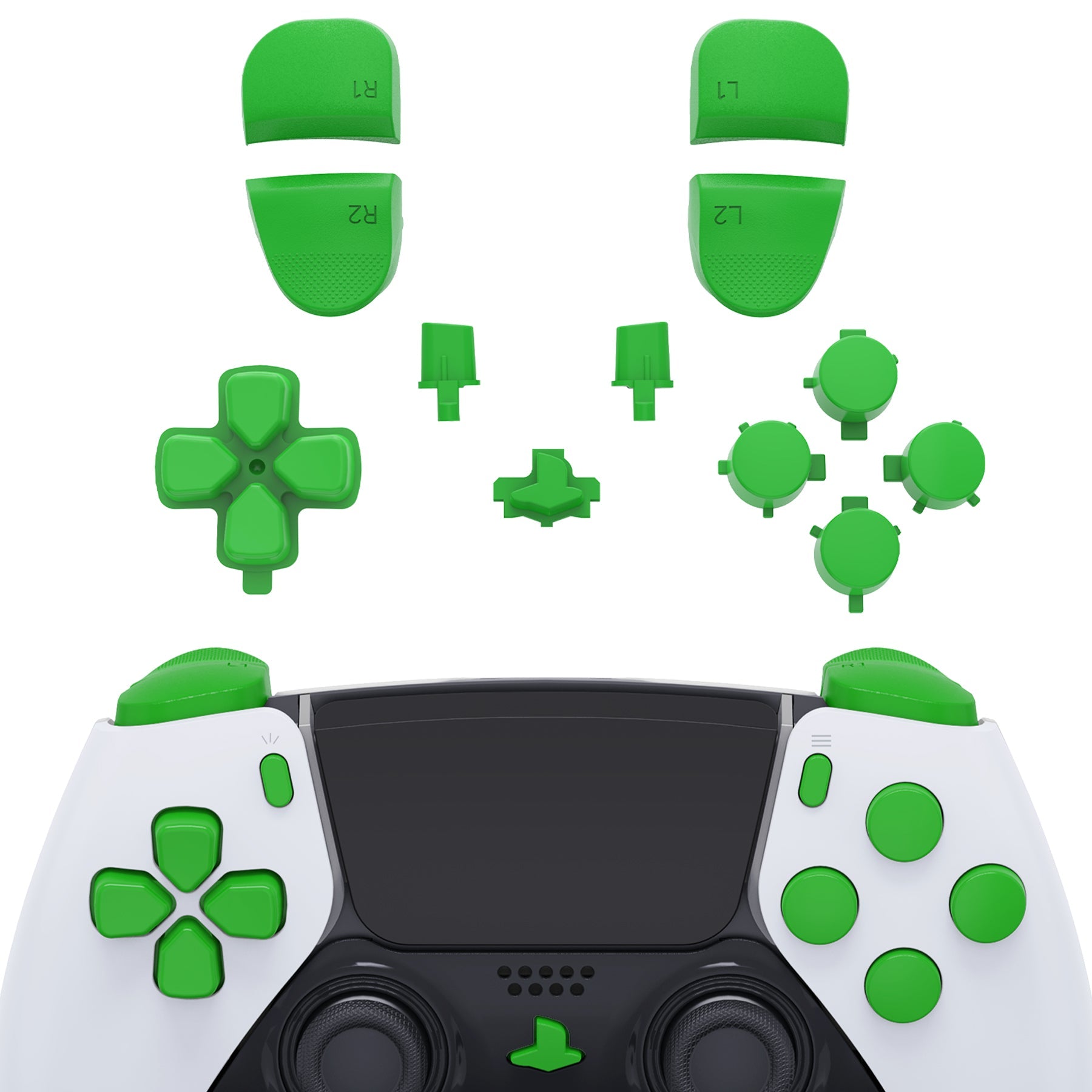 eXtremeRate Replacement Full Set Buttons Compatible with PS5 Edge Controller - Green eXtremeRate