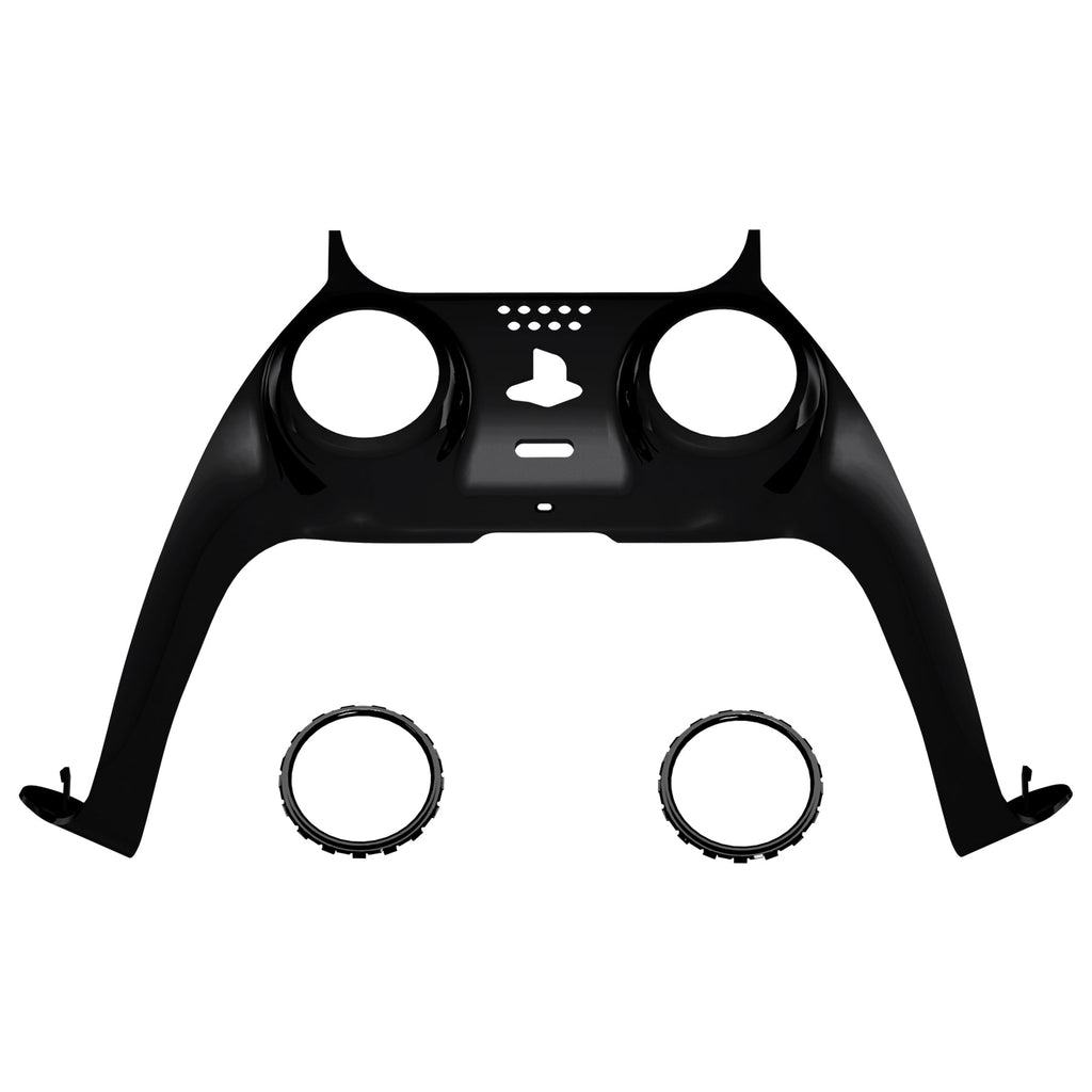 eXtremeRate Replacement Decorative Trim Shell with Accent Rings Compatible with PS5 Controller BDM-010/020/030/040/050 - Chrome Black eXtremeRate