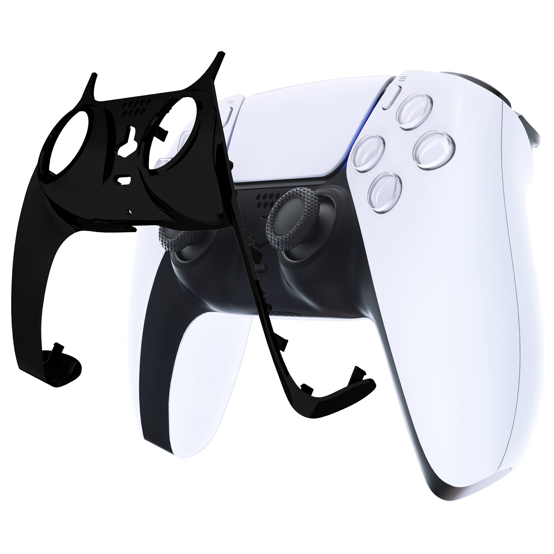 eXtremeRate Replacement Decorative Trim Shell with Accent Rings Compatible with PS5 Controller BDM-010/020/030/040/050 - Chrome Black eXtremeRate