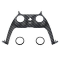 eXtremeRate Replacement Decorative Trim Shell with Accent Rings Compatible with PS5 Controller BDM-010/020/030/040/050 - Black Silver Carbon Fiber eXtremeRate