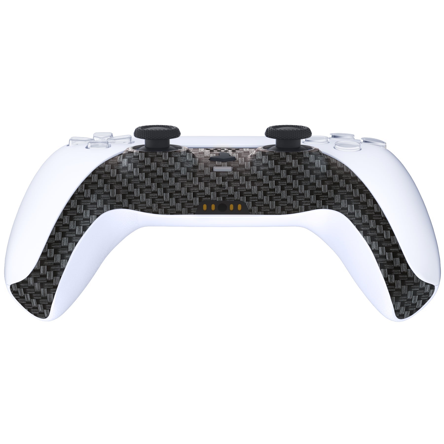 eXtremeRate Replacement Decorative Trim Shell with Accent Rings Compatible with PS5 Controller BDM-010/020/030/040/050 - Black Silver Carbon Fiber eXtremeRate