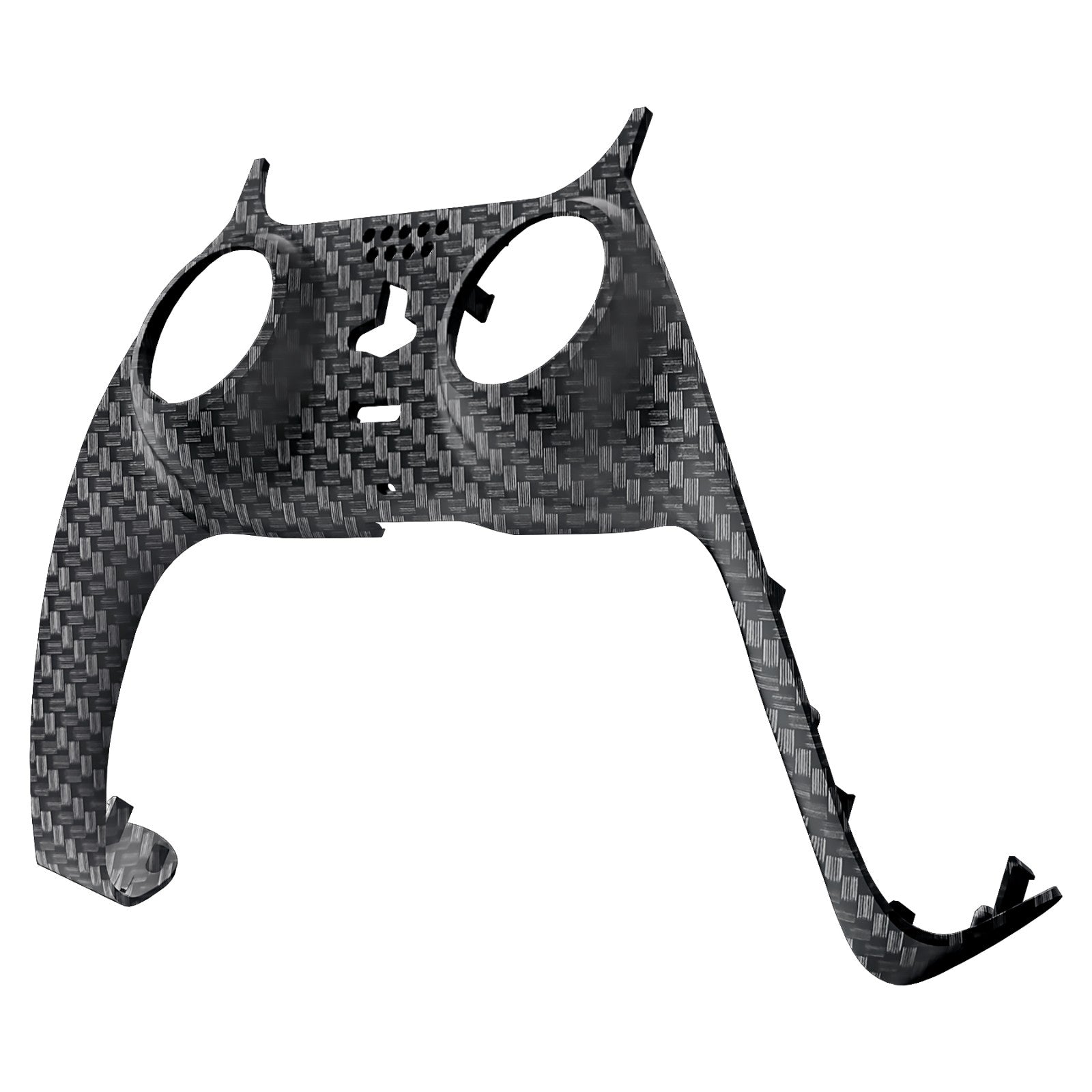 eXtremeRate Replacement Decorative Trim Shell with Accent Rings Compatible with PS5 Controller BDM-010/020/030/040/050 - Black Silver Carbon Fiber eXtremeRate
