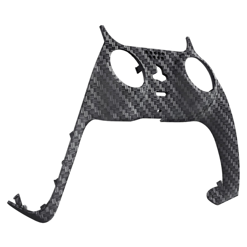 eXtremeRate Replacement Decorative Trim Shell with Accent Rings Compatible with PS5 Controller BDM-010/020/030/040/050 - Black Silver Carbon Fiber eXtremeRate