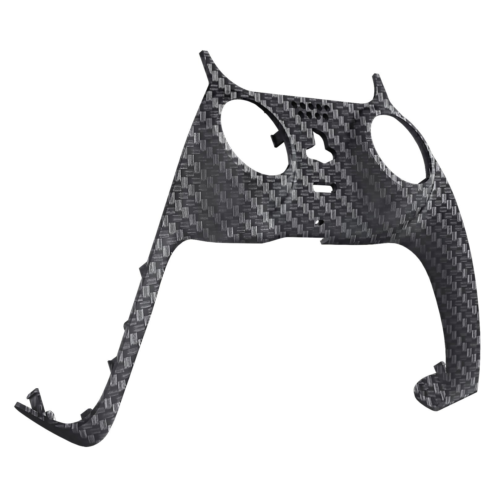 eXtremeRate Replacement Decorative Trim Shell with Accent Rings Compatible with PS5 Controller BDM-010/020/030/040/050 - Black Silver Carbon Fiber eXtremeRate
