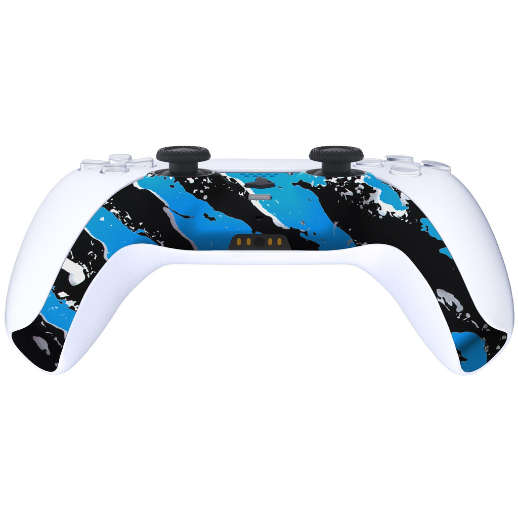 eXtremeRate Replacement Decorative Trim Shell with Accent Rings Compatible with PS5 Controller BDM-010/020/030/040/050 - Blue Coating Splash eXtremeRate