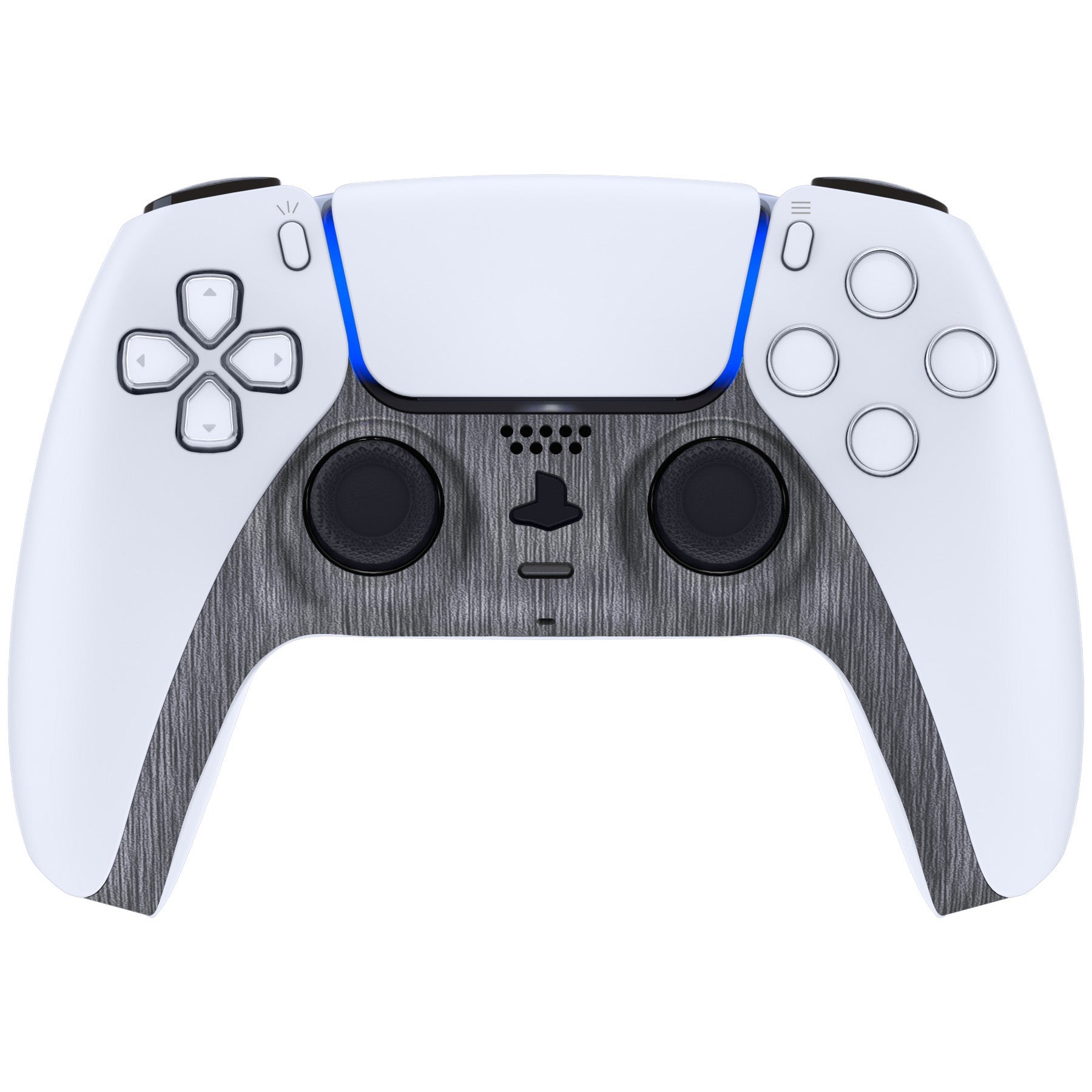 eXtremeRate Replacement Decorative Trim Shell with Accent Rings Compatible with PS5 Controller BDM-010/020/030/040/050 - Brushed Silver eXtremeRate
