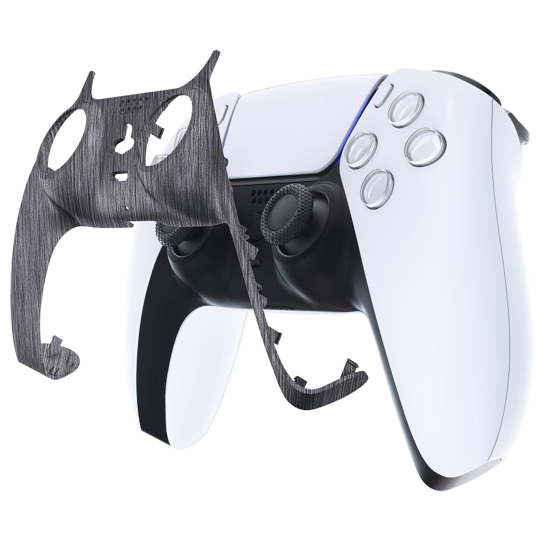 eXtremeRate Replacement Decorative Trim Shell with Accent Rings Compatible with PS5 Controller BDM-010/020/030/040/050 - Brushed Silver eXtremeRate
