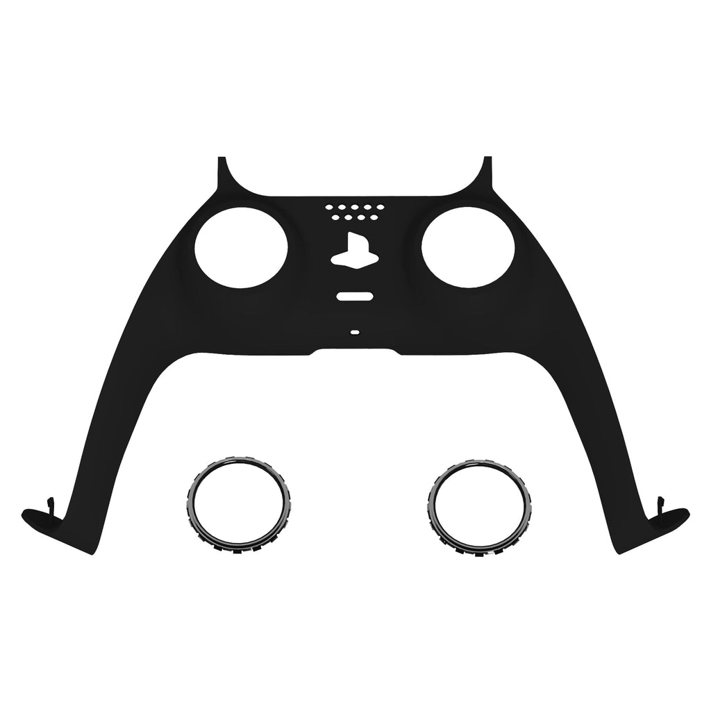 eXtremeRate Replacement Decorative Trim Shell with Accent Rings Compatible with PS5 Controller BDM-010/020/030/040/050 - Black eXtremeRate