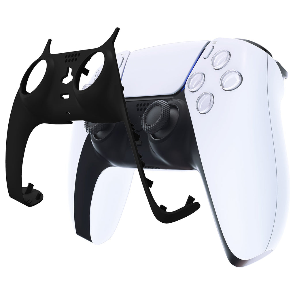 eXtremeRate Replacement Decorative Trim Shell with Accent Rings Compatible with PS5 Controller BDM-010/020/030/040/050 - Black eXtremeRate