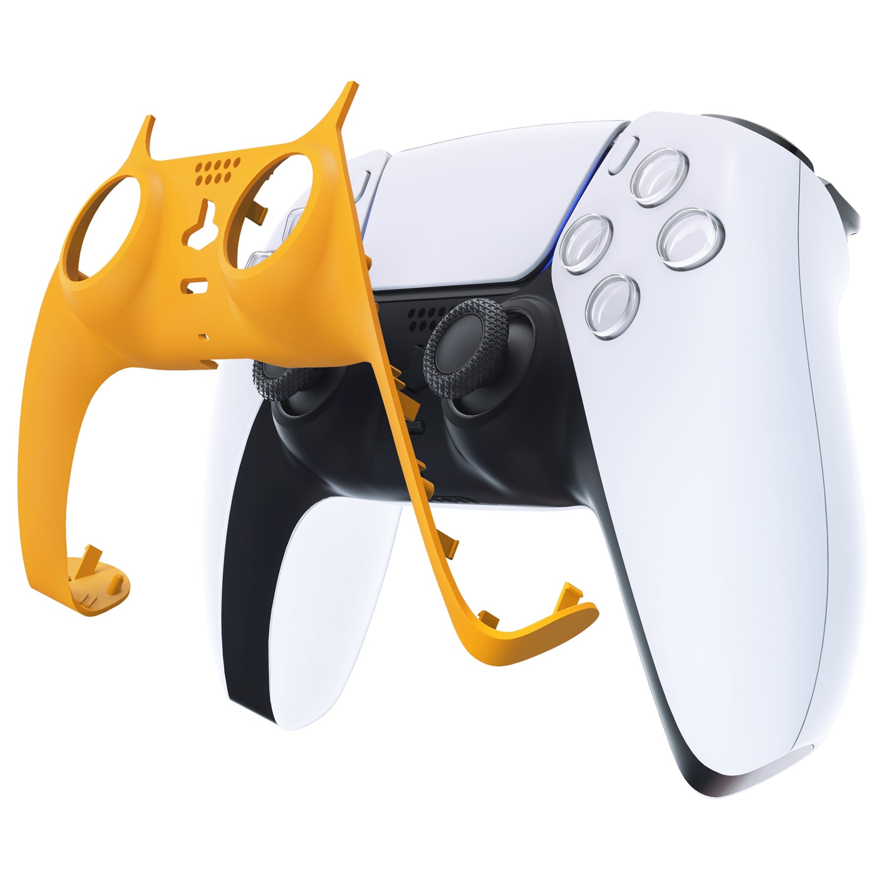 eXtremeRate Replacement Decorative Trim Shell with Accent Rings Compatible with PS5 Controller BDM-010/020/030/040/050 - Caution Yellow eXtremeRate
