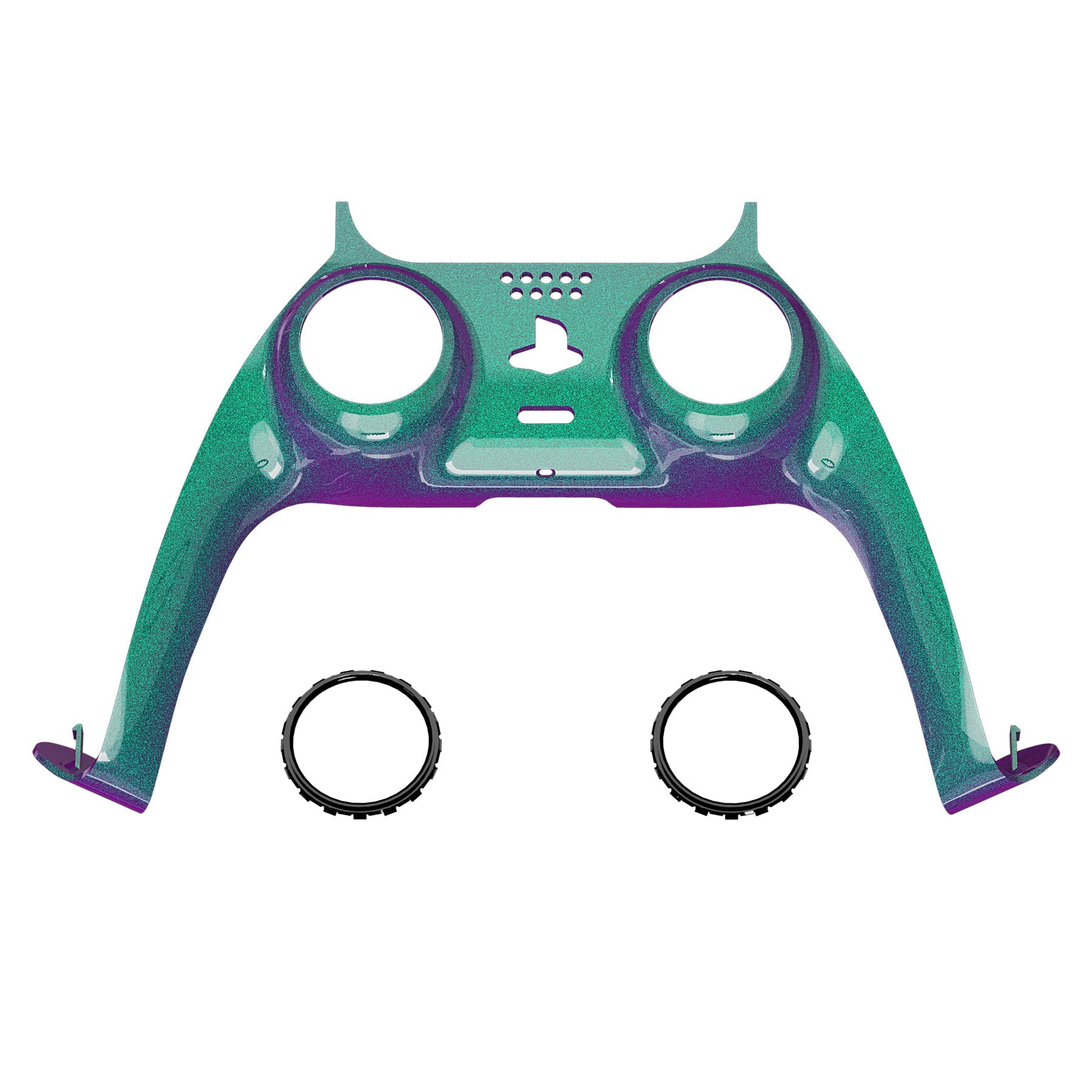 eXtremeRate Replacement Decorative Trim Shell with Accent Rings Compatible with PS5 Controller BDM-010/020/030/040/050 - Chameleon Green Purple eXtremeRate