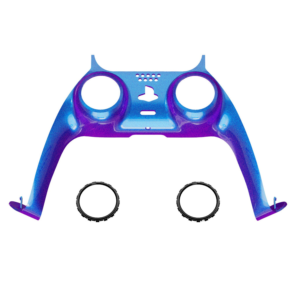eXtremeRate Replacement Decorative Trim Shell with Accent Rings Compatible with PS5 Controller BDM-010/020/030/040/050 - Chameleon Purple Blue eXtremeRate