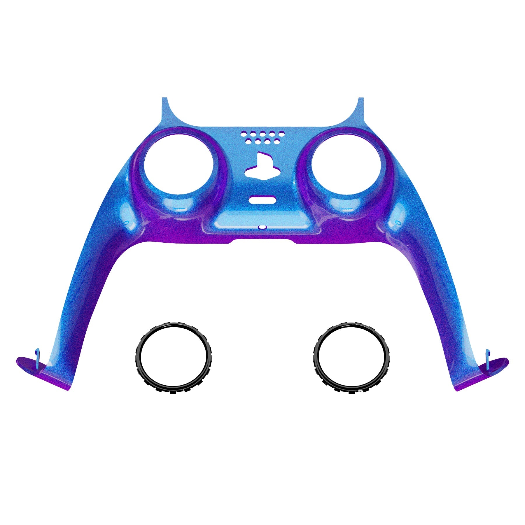 eXtremeRate Replacement Decorative Trim Shell with Accent Rings Compatible with PS5 Controller BDM-010/020/030/040/050 - Chameleon Purple Blue eXtremeRate