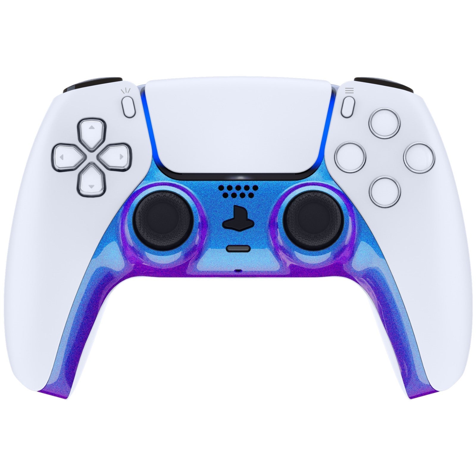 eXtremeRate Replacement Decorative Trim Shell with Accent Rings Compatible with PS5 Controller BDM-010/020/030/040/050 - Chameleon Purple Blue eXtremeRate