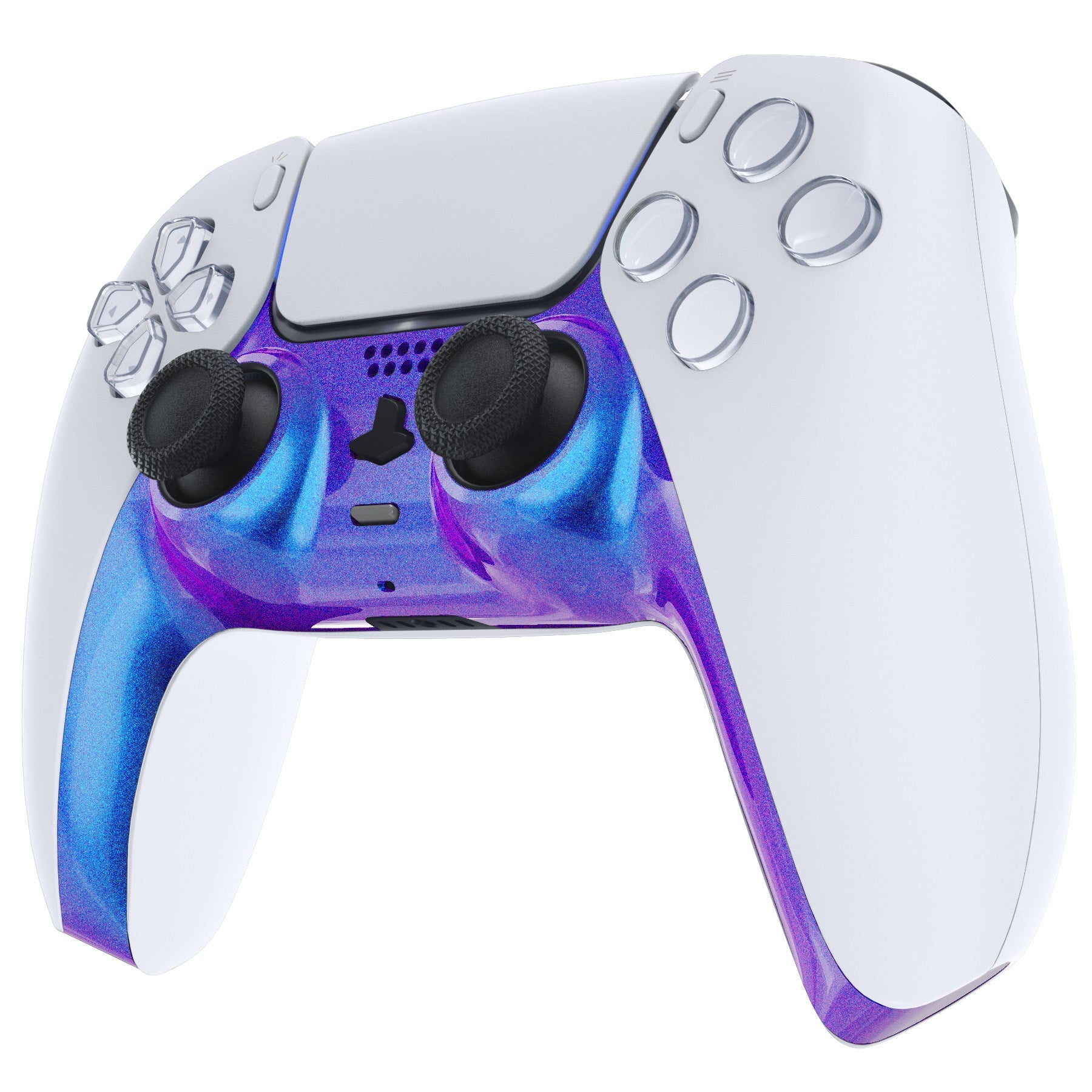 eXtremeRate Replacement Decorative Trim Shell with Accent Rings Compatible with PS5 Controller BDM-010/020/030/040/050 - Chameleon Purple Blue eXtremeRate