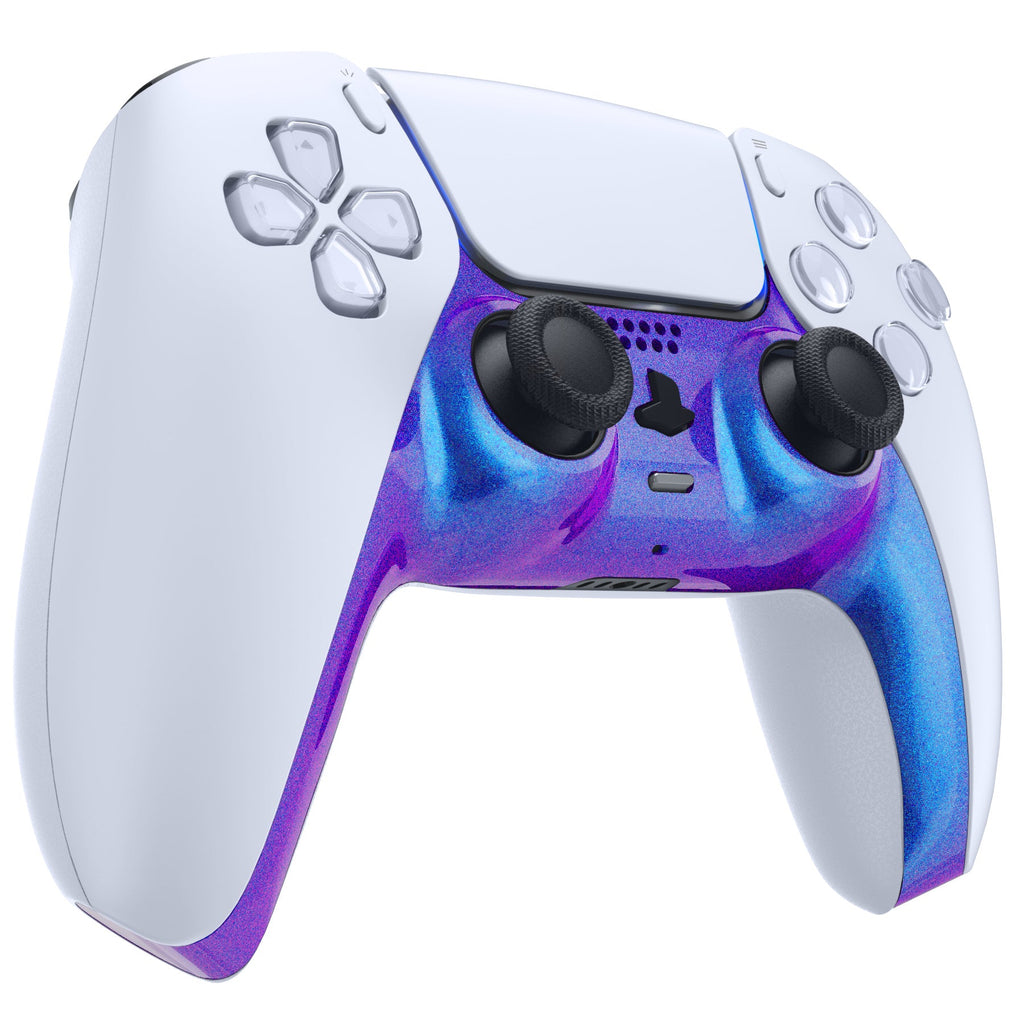 eXtremeRate Replacement Decorative Trim Shell with Accent Rings Compatible with PS5 Controller BDM-010/020/030/040/050 - Chameleon Purple Blue eXtremeRate