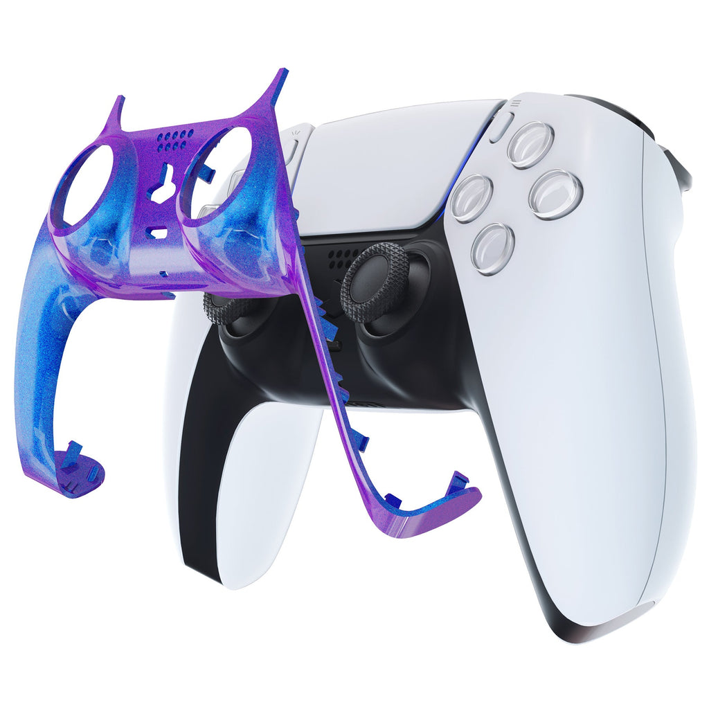 eXtremeRate Replacement Decorative Trim Shell with Accent Rings Compatible with PS5 Controller BDM-010/020/030/040/050 - Chameleon Purple Blue eXtremeRate