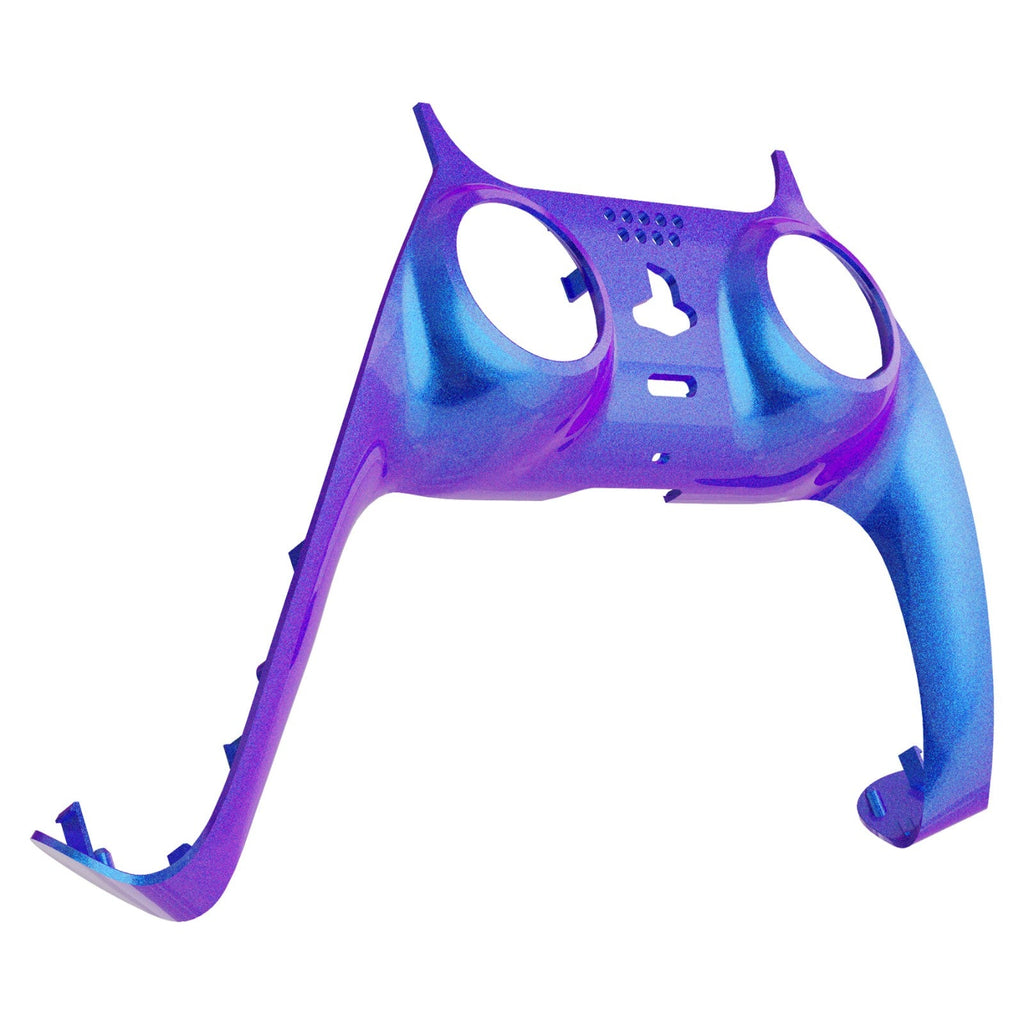 eXtremeRate Replacement Decorative Trim Shell with Accent Rings Compatible with PS5 Controller BDM-010/020/030/040/050 - Chameleon Purple Blue eXtremeRate