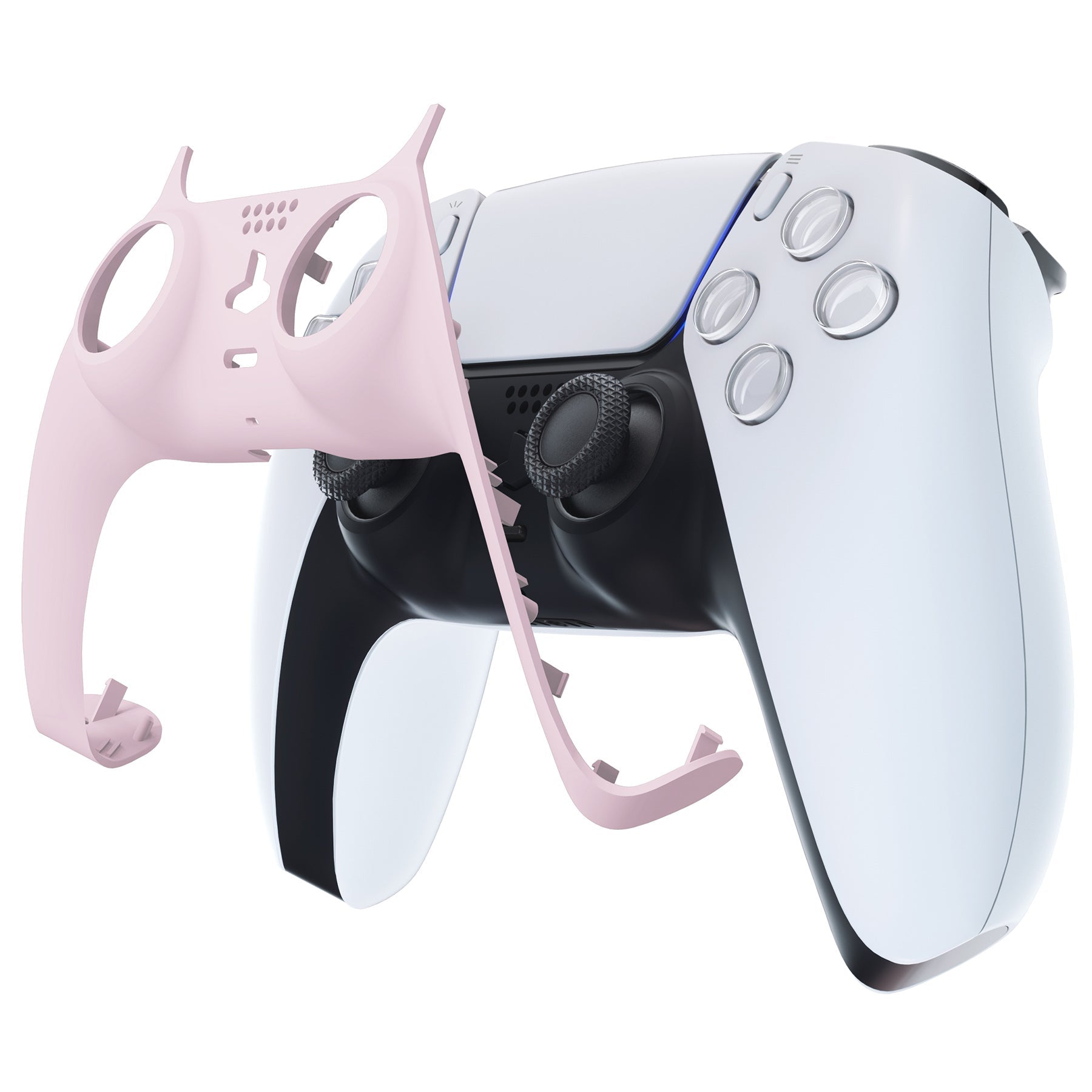 eXtremeRate Replacement Decorative Trim Shell with Accent Rings Compatible with PS5 Controller BDM-010/020/030/040/050 - Cherry Blossoms Pink eXtremeRate