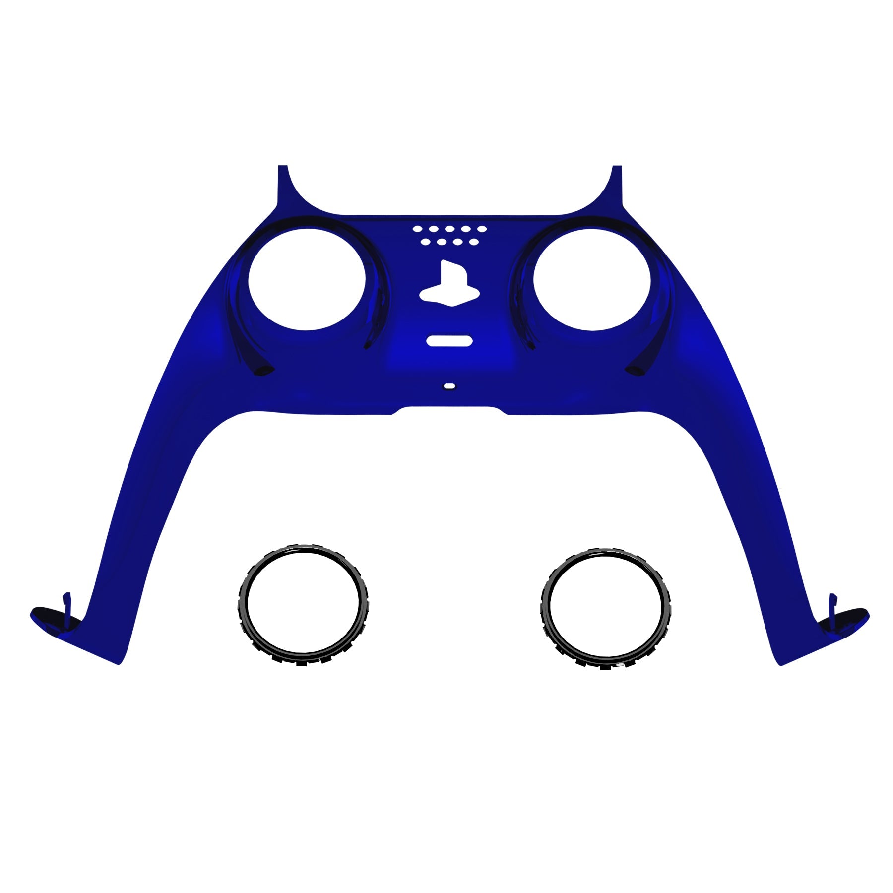 eXtremeRate Replacement Decorative Trim Shell with Accent Rings Compatible with PS5 Controller BDM-010/020/030/040/050 - Chrome Blue Glossy eXtremeRate