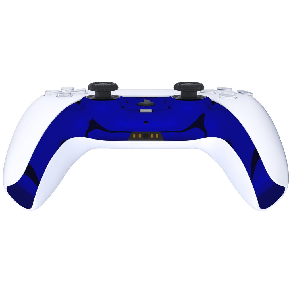 eXtremeRate Replacement Decorative Trim Shell with Accent Rings Compatible with PS5 Controller BDM-010/020/030/040/050 - Chrome Blue Glossy eXtremeRate