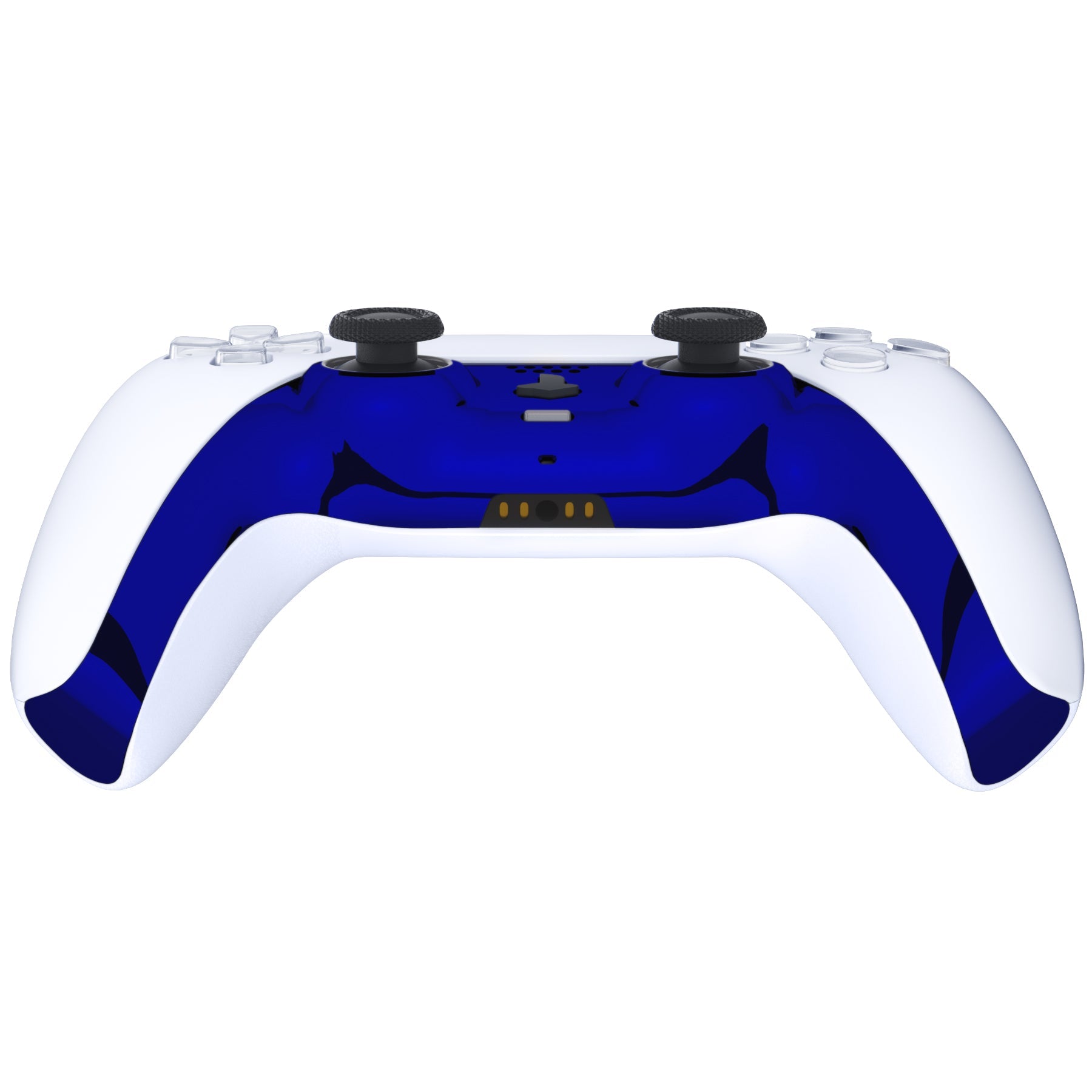 eXtremeRate Replacement Decorative Trim Shell with Accent Rings Compatible with PS5 Controller BDM-010/020/030/040/050 - Chrome Blue Glossy eXtremeRate