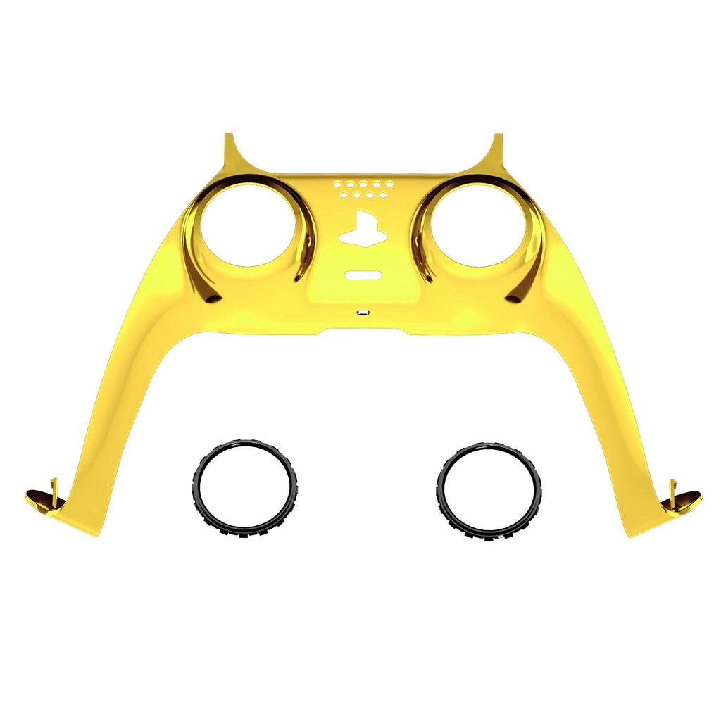 eXtremeRate Replacement Decorative Trim Shell with Accent Rings Compatible with PS5 Controller BDM-010/020/030/040/050 - Chrome Gold Glossy eXtremeRate