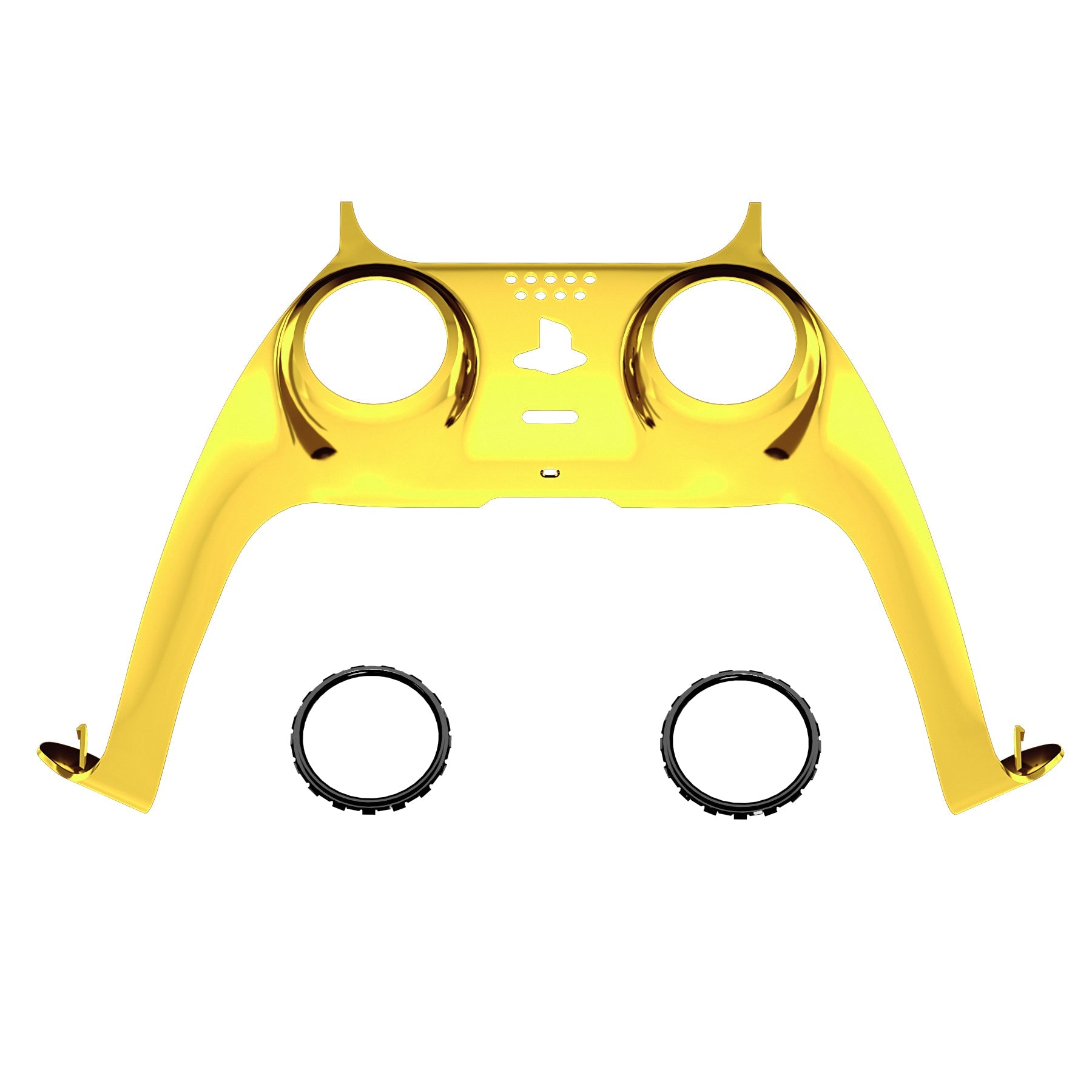 eXtremeRate Replacement Decorative Trim Shell with Accent Rings Compatible with PS5 Controller BDM-010/020/030/040/050 - Chrome Gold Glossy eXtremeRate