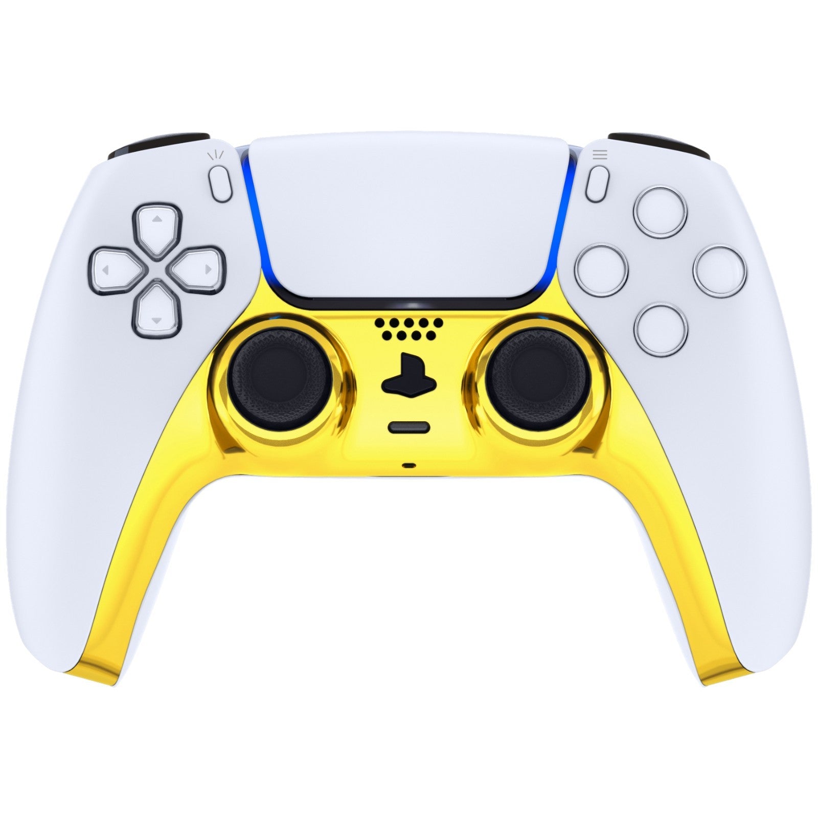 eXtremeRate Replacement Decorative Trim Shell with Accent Rings Compatible with PS5 Controller BDM-010/020/030/040/050 - Chrome Gold Glossy eXtremeRate