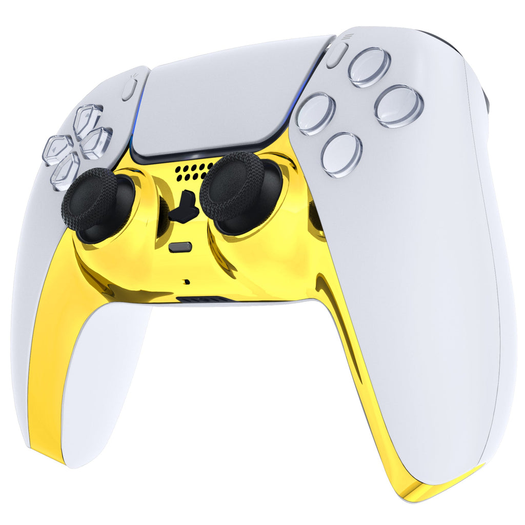 eXtremeRate Replacement Decorative Trim Shell with Accent Rings Compatible with PS5 Controller BDM-010/020/030/040/050 - Chrome Gold Glossy eXtremeRate