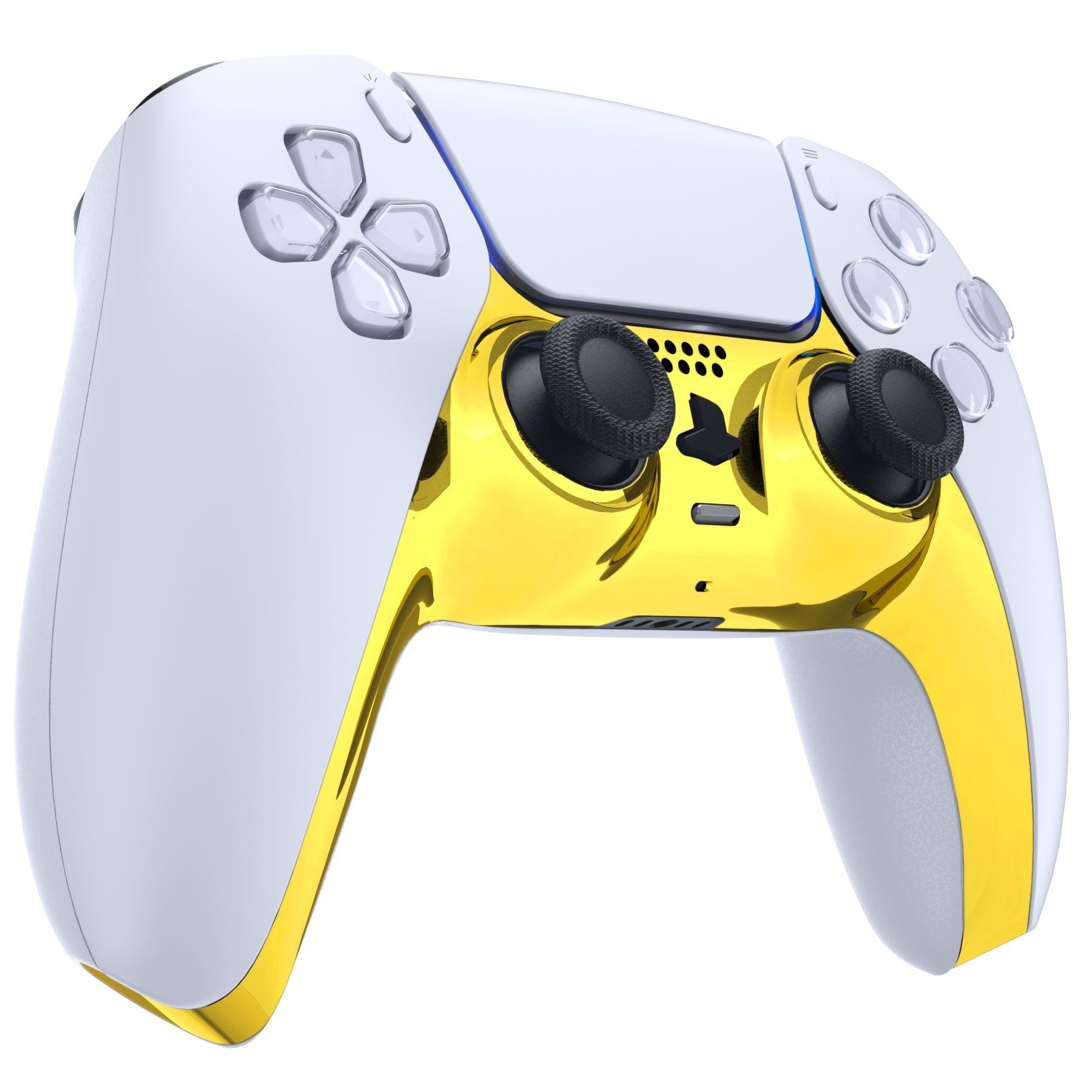 eXtremeRate Replacement Decorative Trim Shell with Accent Rings Compatible with PS5 Controller BDM-010/020/030/040/050 - Chrome Gold Glossy eXtremeRate
