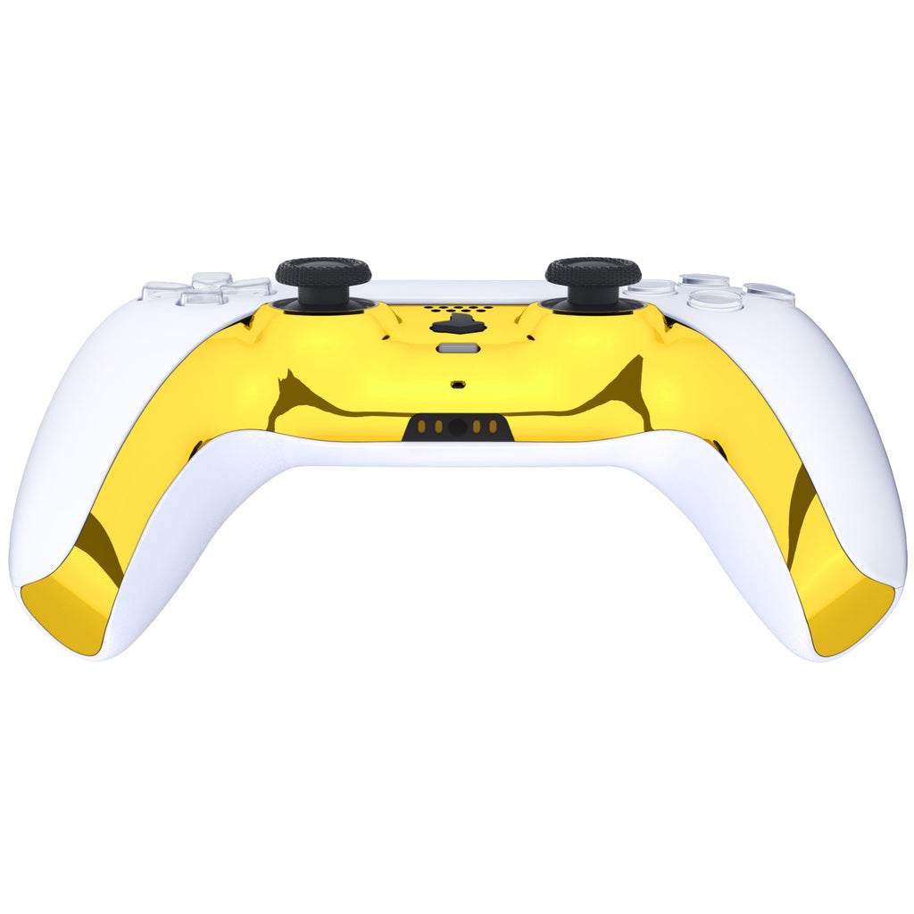 eXtremeRate Replacement Decorative Trim Shell with Accent Rings Compatible with PS5 Controller BDM-010/020/030/040/050 - Chrome Gold Glossy eXtremeRate