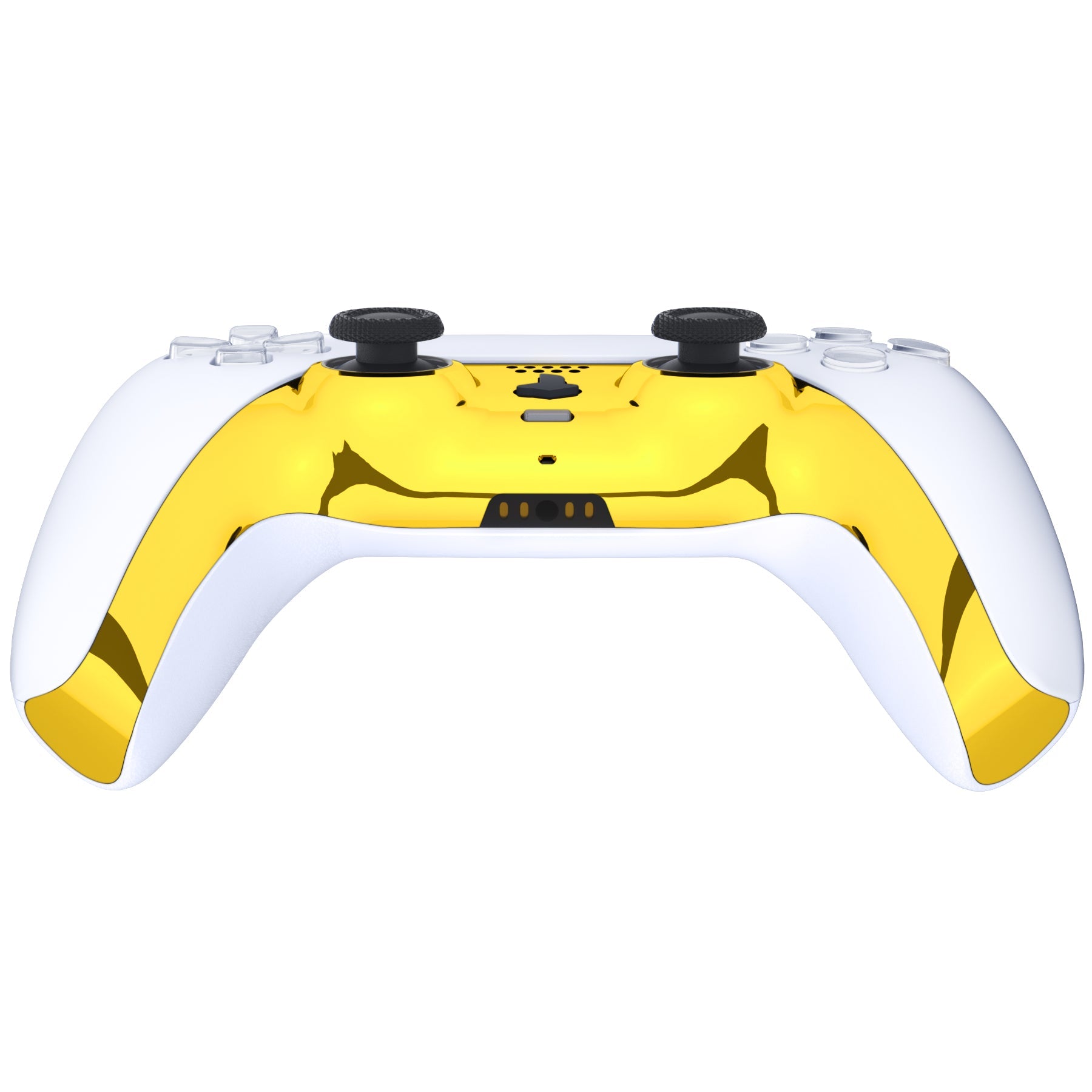 eXtremeRate Replacement Decorative Trim Shell with Accent Rings Compatible with PS5 Controller BDM-010/020/030/040/050 - Chrome Gold Glossy eXtremeRate