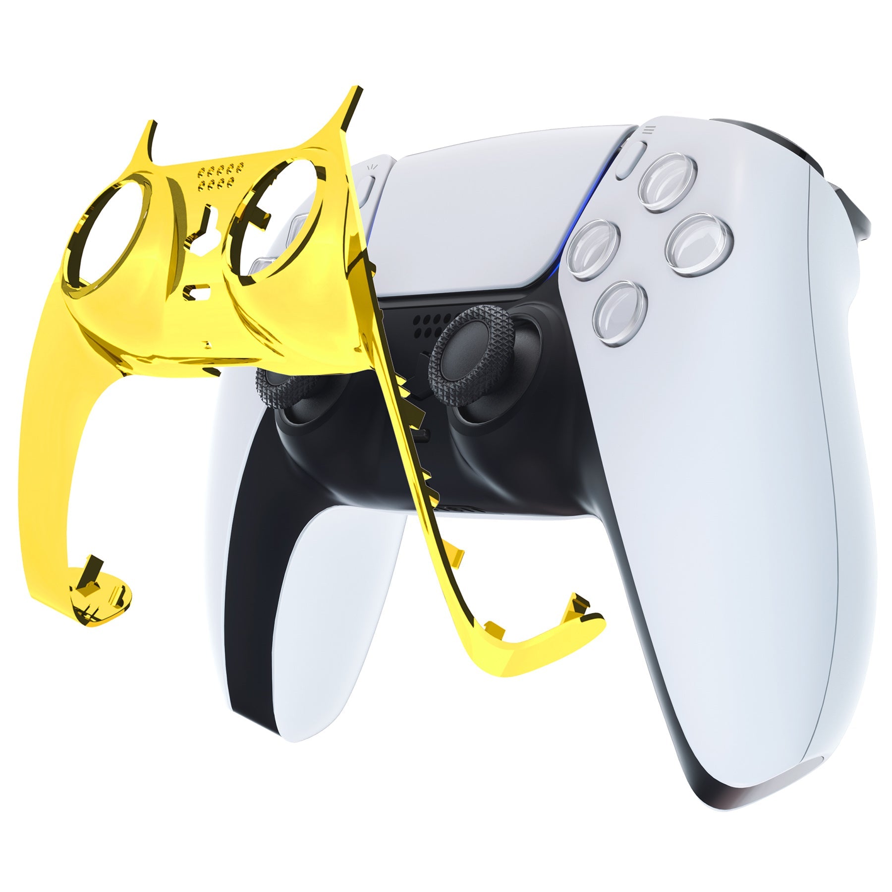 eXtremeRate Replacement Decorative Trim Shell with Accent Rings Compatible with PS5 Controller BDM-010/020/030/040/050 - Chrome Gold Glossy eXtremeRate