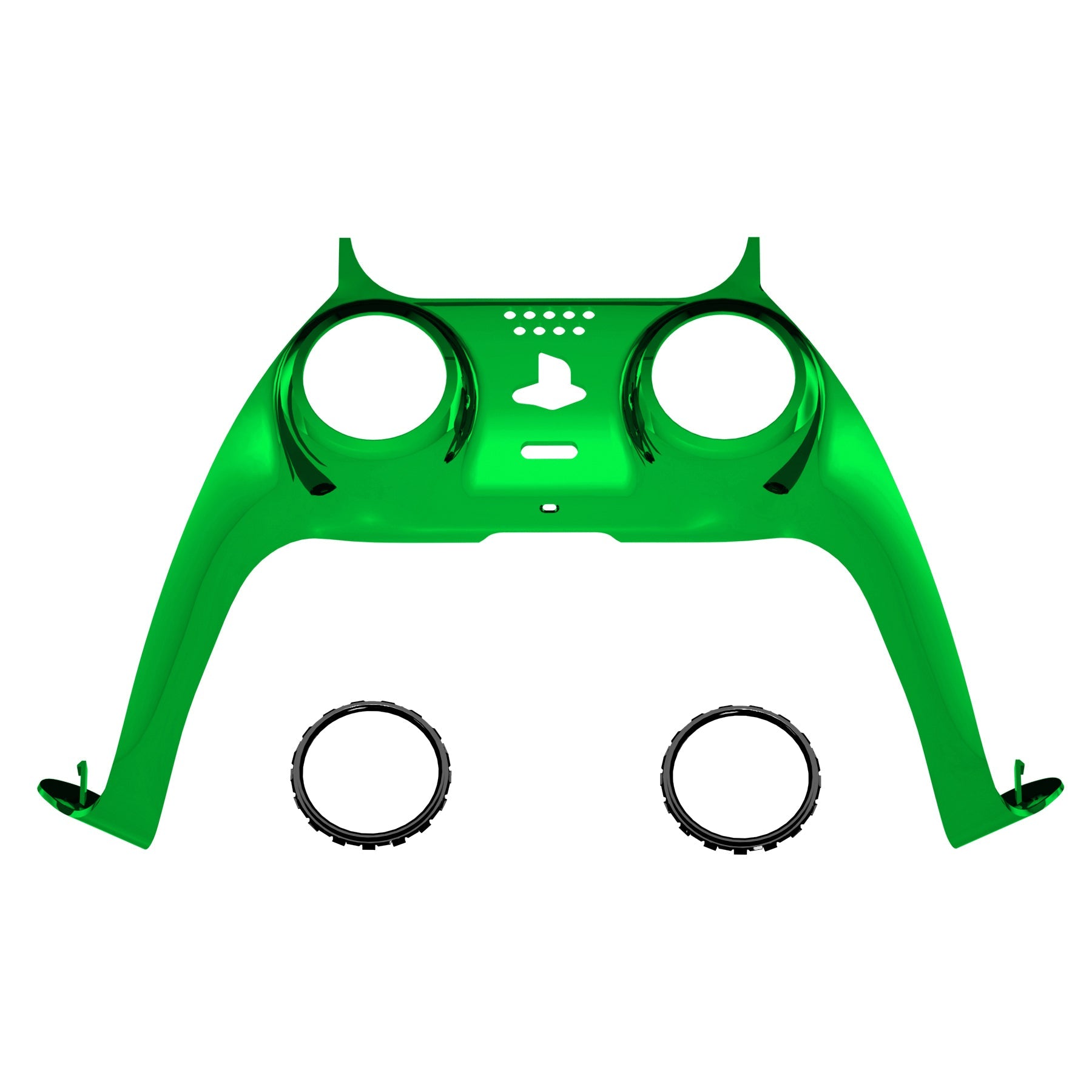 eXtremeRate Replacement Decorative Trim Shell with Accent Rings Compatible with PS5 Controller BDM-010/020/030/040/050 - Chrome Green Glossy eXtremeRate