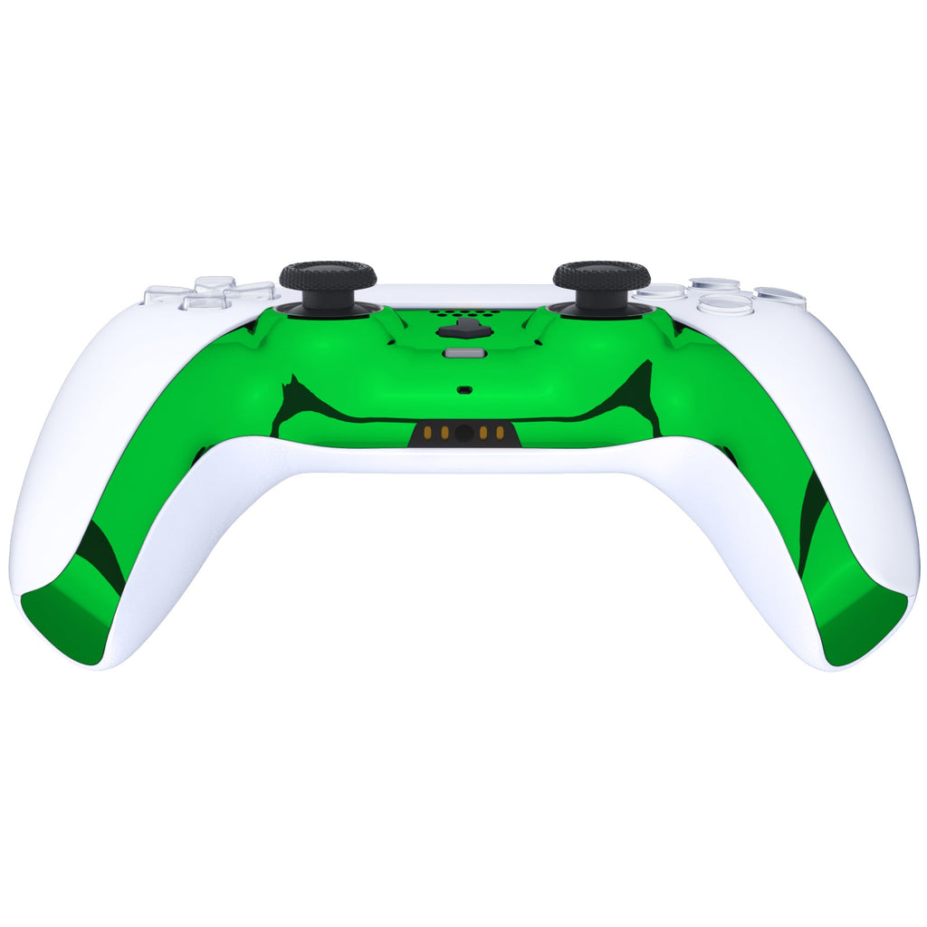 eXtremeRate Replacement Decorative Trim Shell with Accent Rings Compatible with PS5 Controller BDM-010/020/030/040/050 - Chrome Green Glossy eXtremeRate