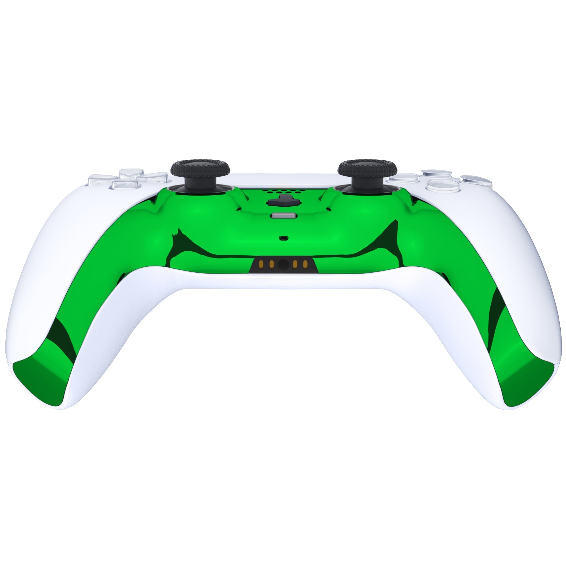 eXtremeRate Replacement Decorative Trim Shell with Accent Rings Compatible with PS5 Controller BDM-010/020/030/040/050 - Chrome Green Glossy eXtremeRate