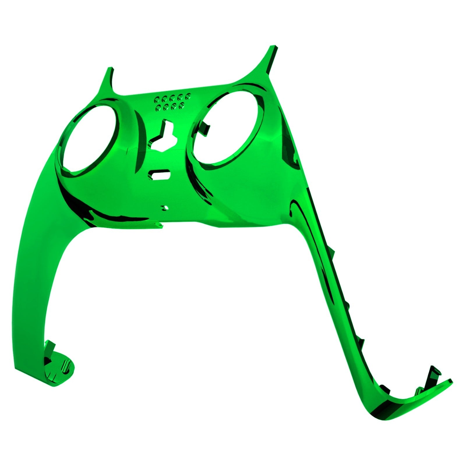 eXtremeRate Replacement Decorative Trim Shell with Accent Rings Compatible with PS5 Controller BDM-010/020/030/040/050 - Chrome Green Glossy eXtremeRate