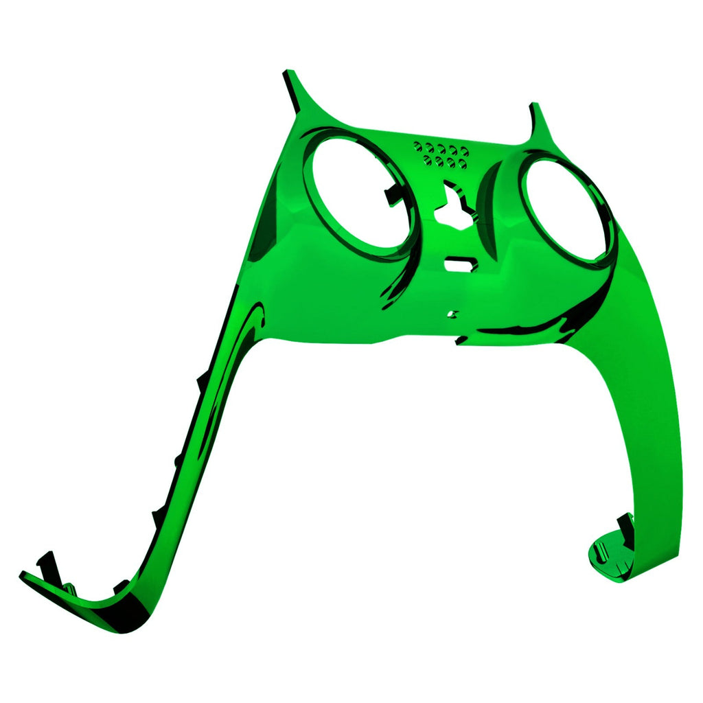 eXtremeRate Replacement Decorative Trim Shell with Accent Rings Compatible with PS5 Controller BDM-010/020/030/040/050 - Chrome Green Glossy eXtremeRate