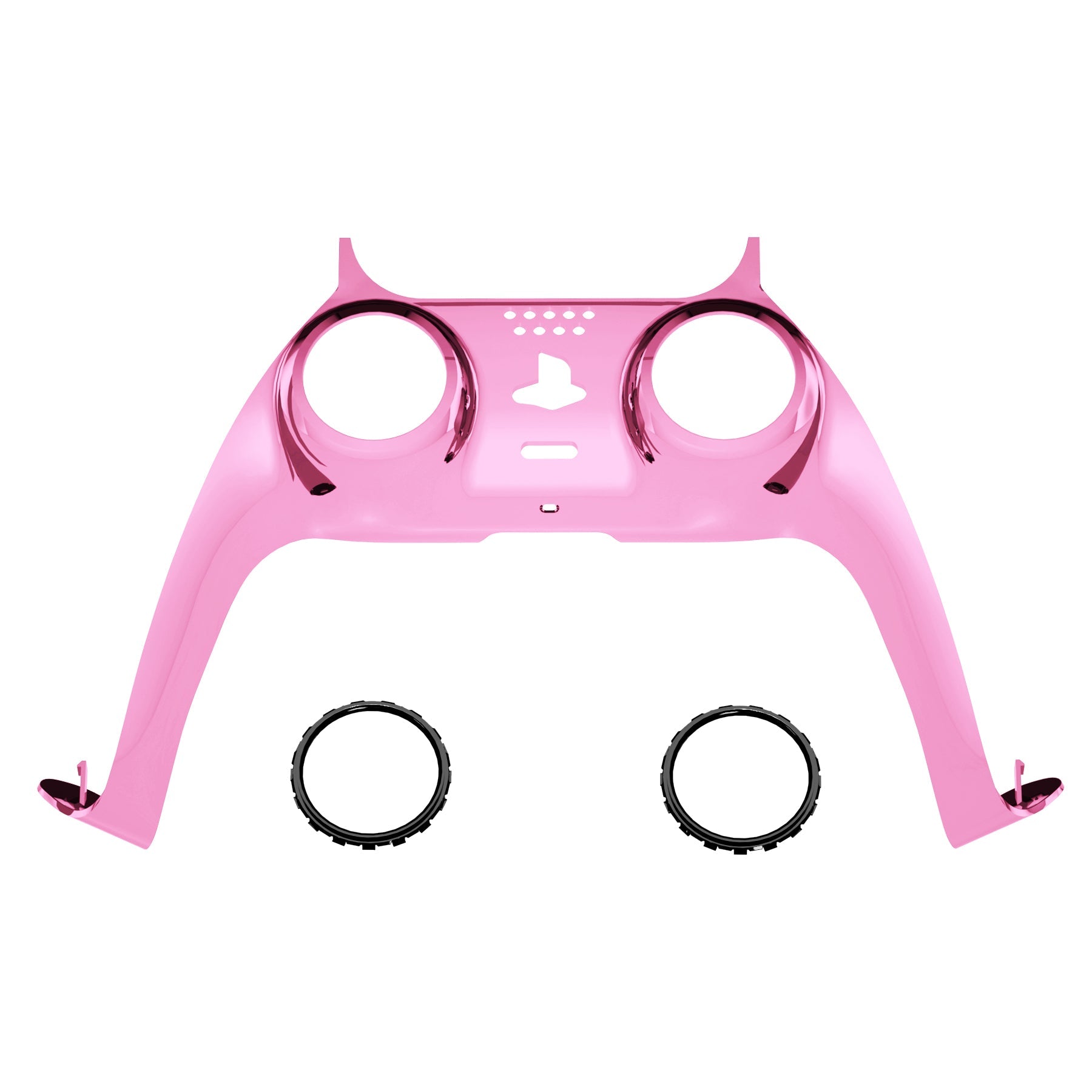 eXtremeRate Replacement Decorative Trim Shell with Accent Rings Compatible with PS5 Controller BDM-010/020/030/040/050 - Chrome Pink Glossy eXtremeRate