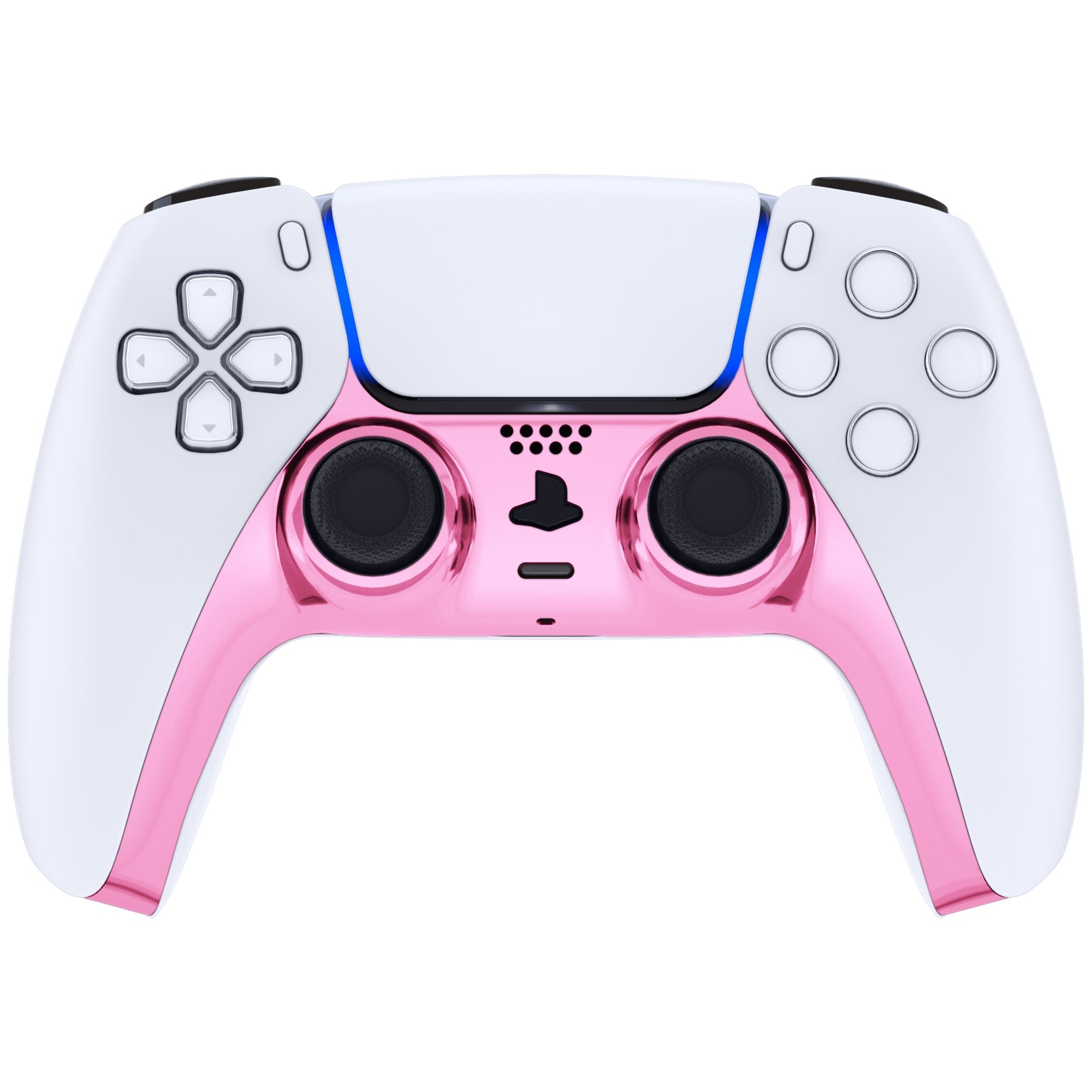 eXtremeRate Replacement Decorative Trim Shell with Accent Rings Compatible with PS5 Controller BDM-010/020/030/040/050 - Chrome Pink Glossy eXtremeRate