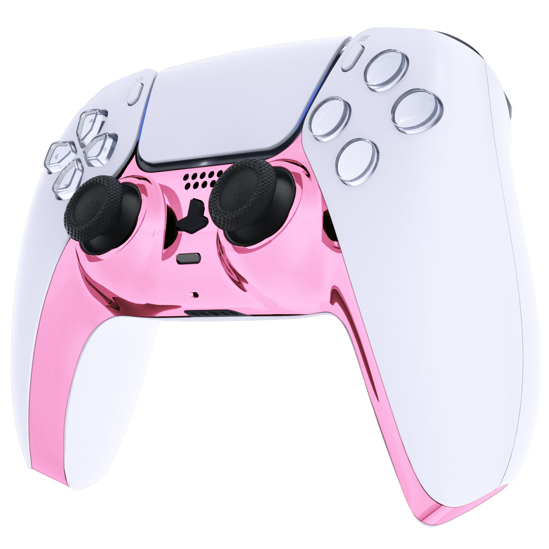 eXtremeRate Replacement Decorative Trim Shell with Accent Rings Compatible with PS5 Controller BDM-010/020/030/040/050 - Chrome Pink Glossy eXtremeRate