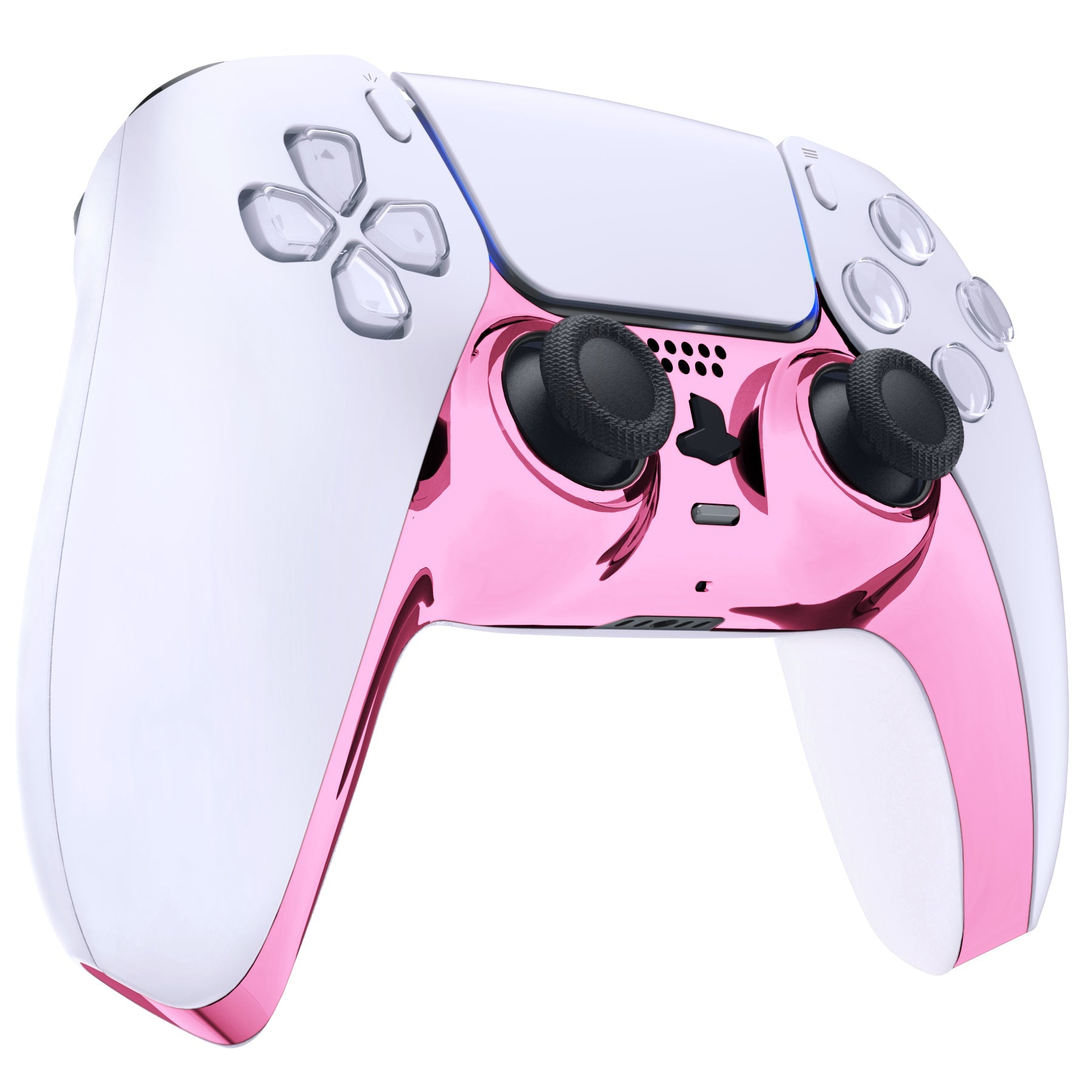 eXtremeRate Replacement Decorative Trim Shell with Accent Rings Compatible with PS5 Controller BDM-010/020/030/040/050 - Chrome Pink Glossy eXtremeRate