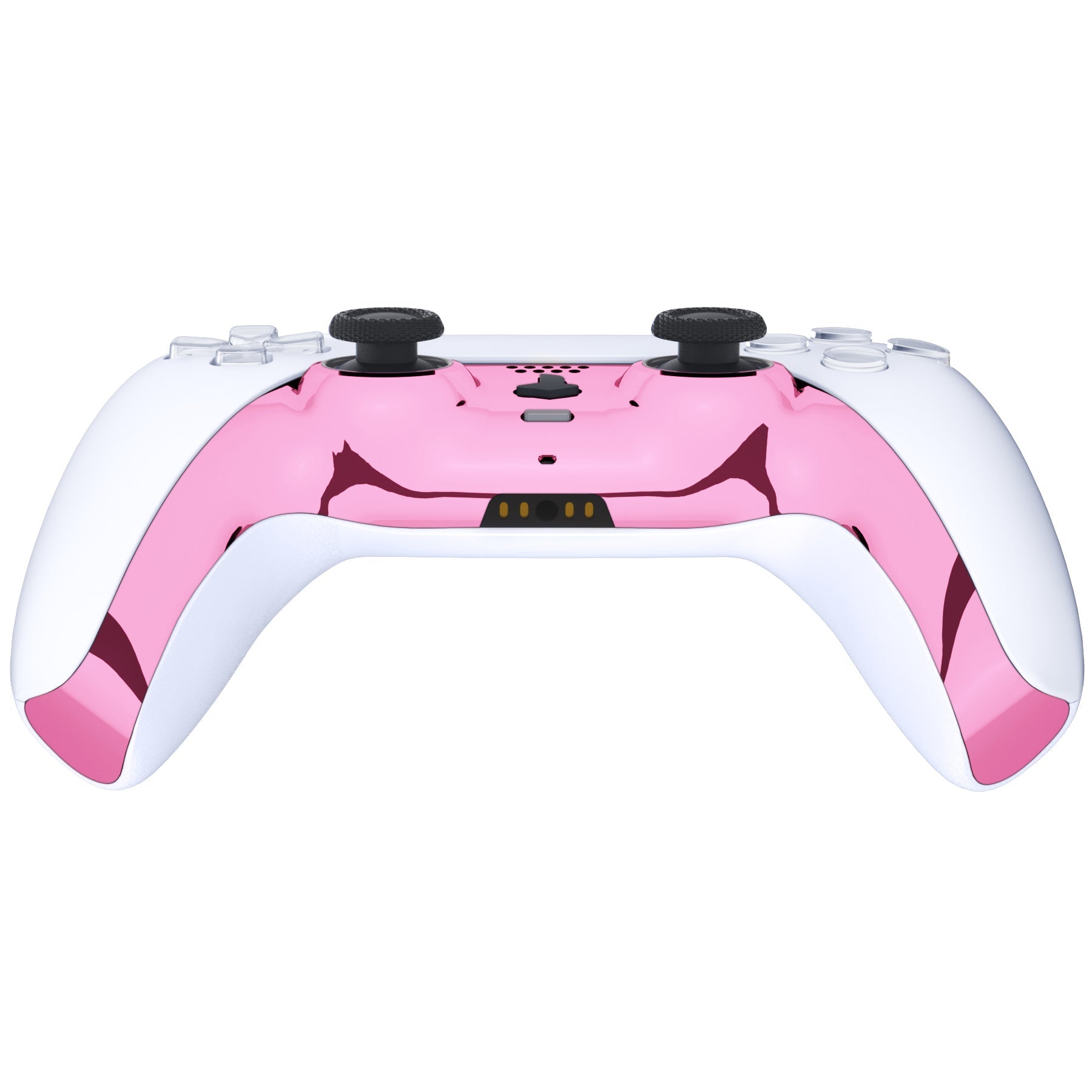 eXtremeRate Replacement Decorative Trim Shell with Accent Rings Compatible with PS5 Controller BDM-010/020/030/040/050 - Chrome Pink Glossy eXtremeRate