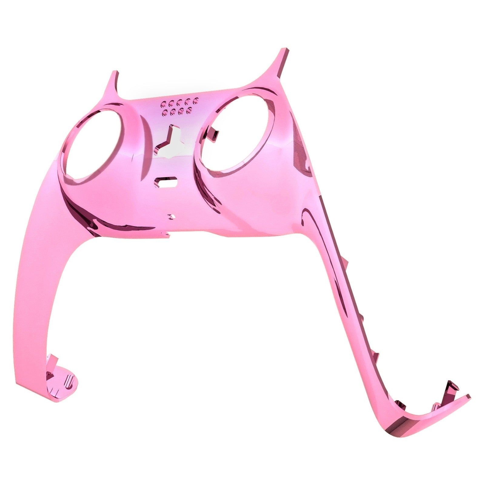eXtremeRate Replacement Decorative Trim Shell with Accent Rings Compatible with PS5 Controller BDM-010/020/030/040/050 - Chrome Pink Glossy eXtremeRate