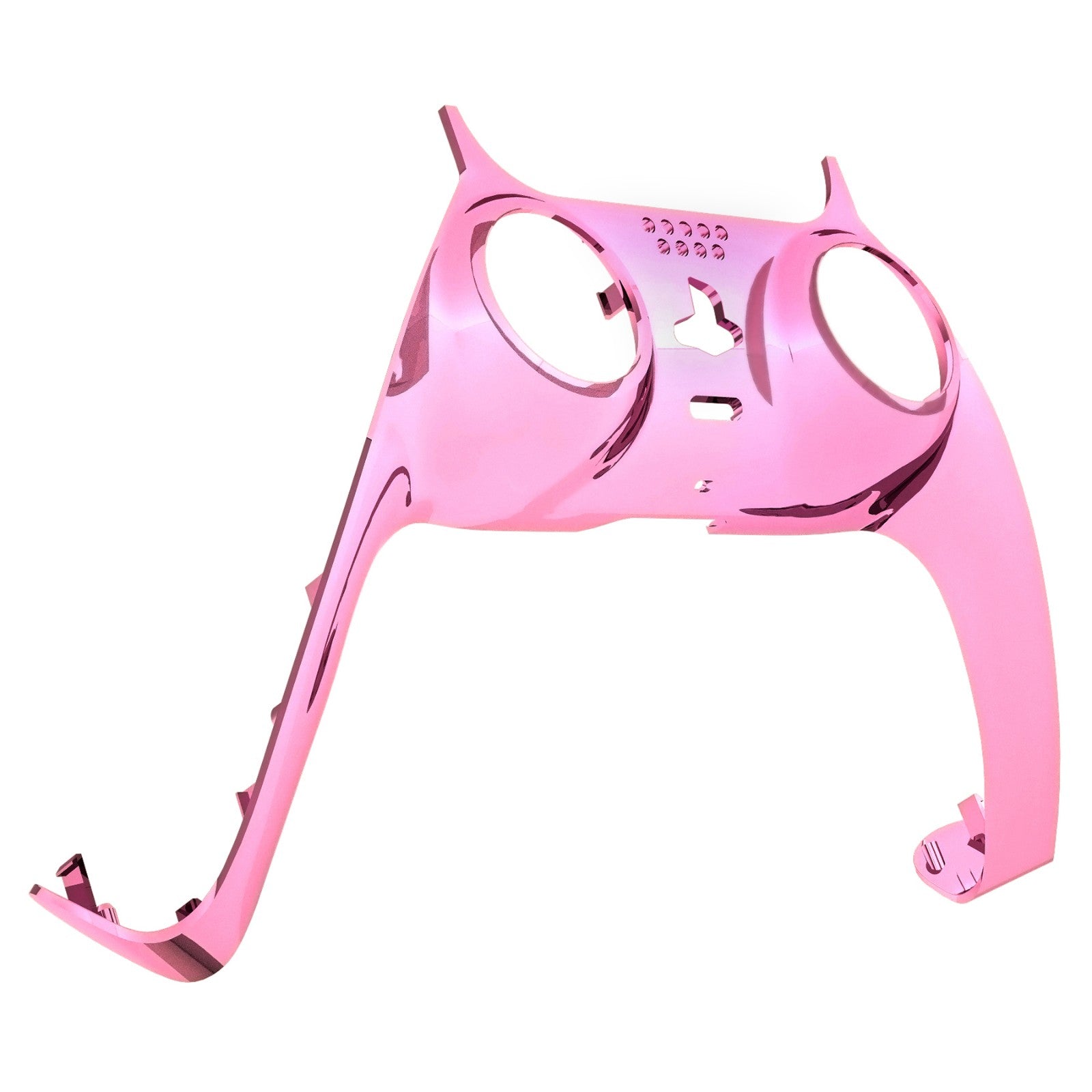 eXtremeRate Replacement Decorative Trim Shell with Accent Rings Compatible with PS5 Controller BDM-010/020/030/040/050 - Chrome Pink Glossy eXtremeRate
